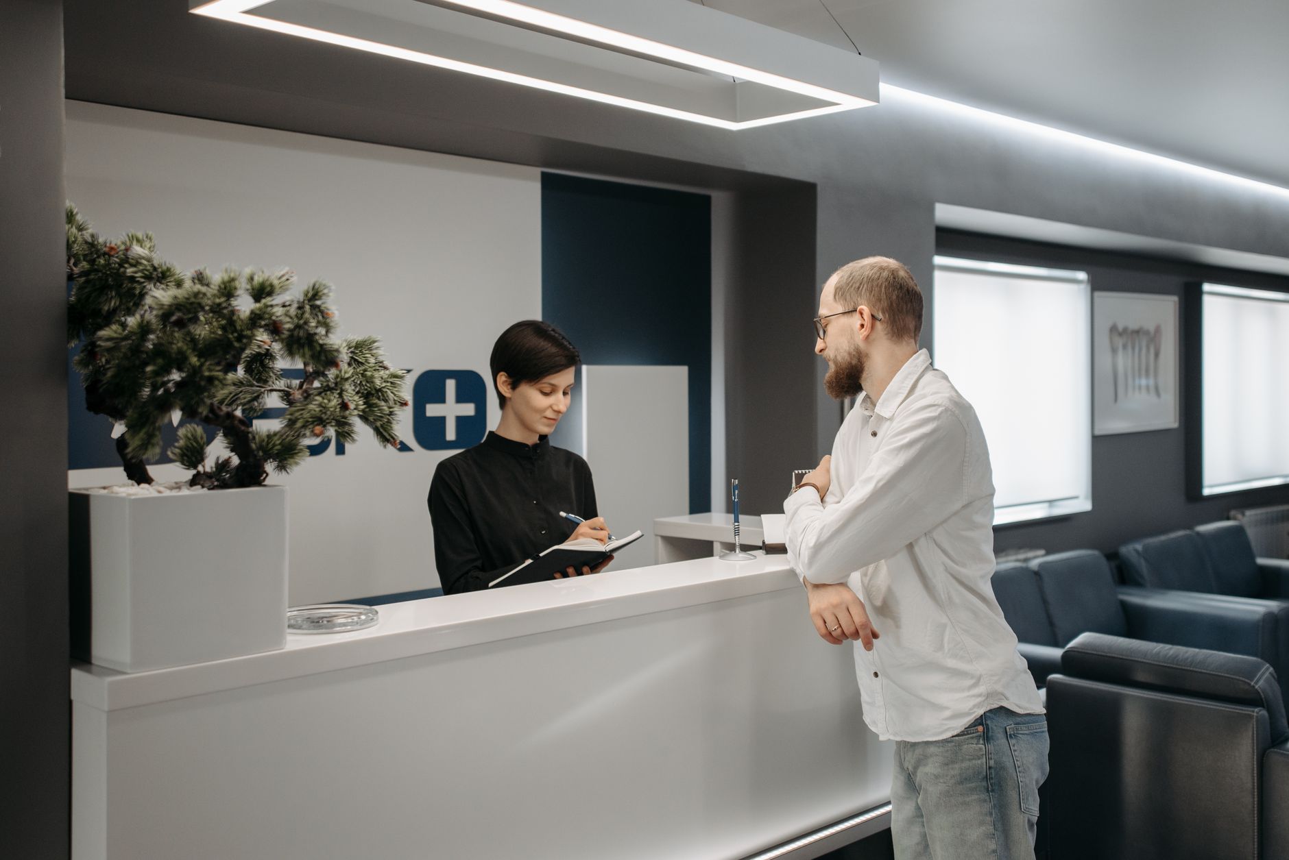 A compact outpatient surgery center reception and waiting area that signals the tight, fast-moving environment ASC leaders have to plan around.