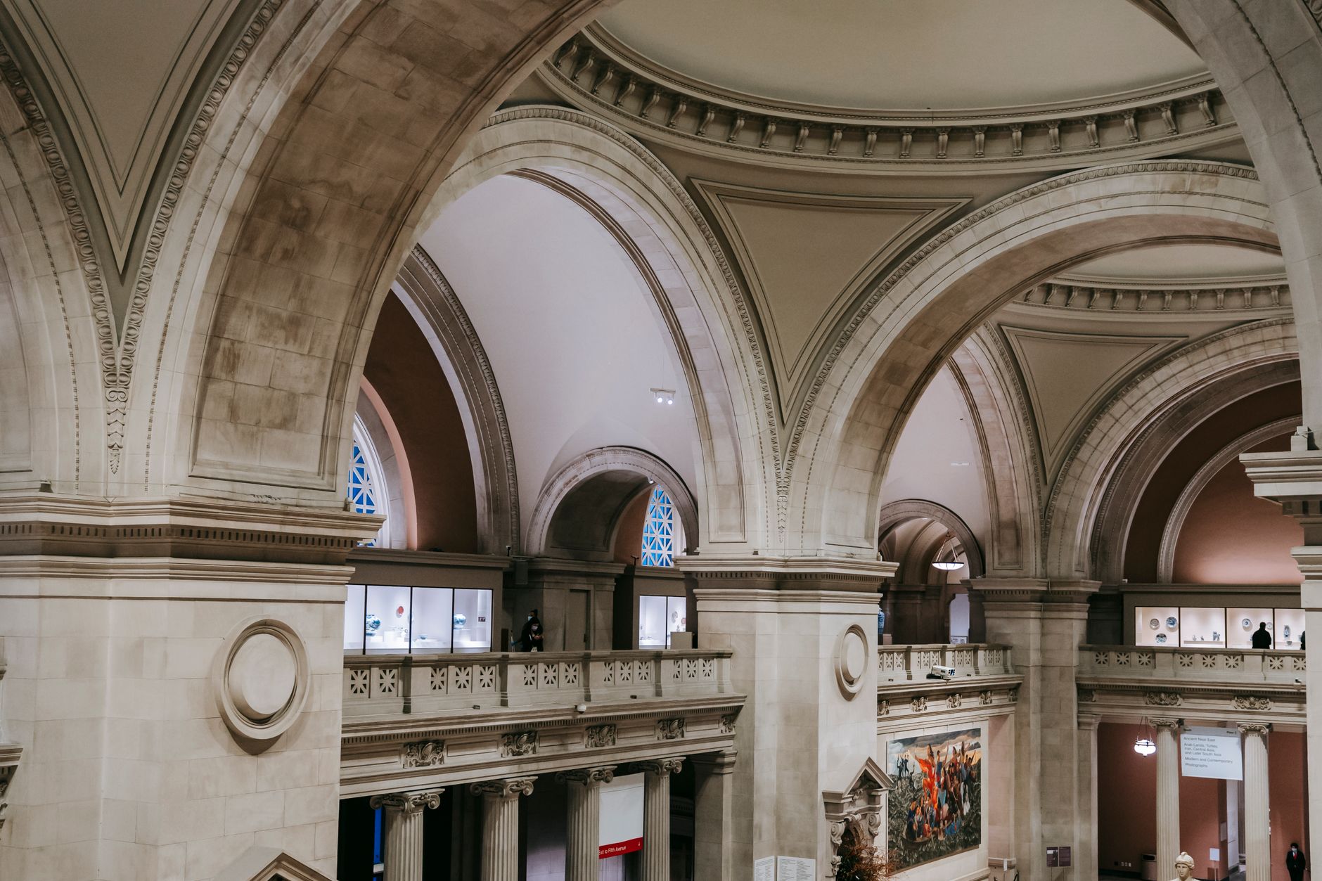 Wide museum lobby with polished floors and open circulation paths that suggest how a floor-care robot must operate around visitors.