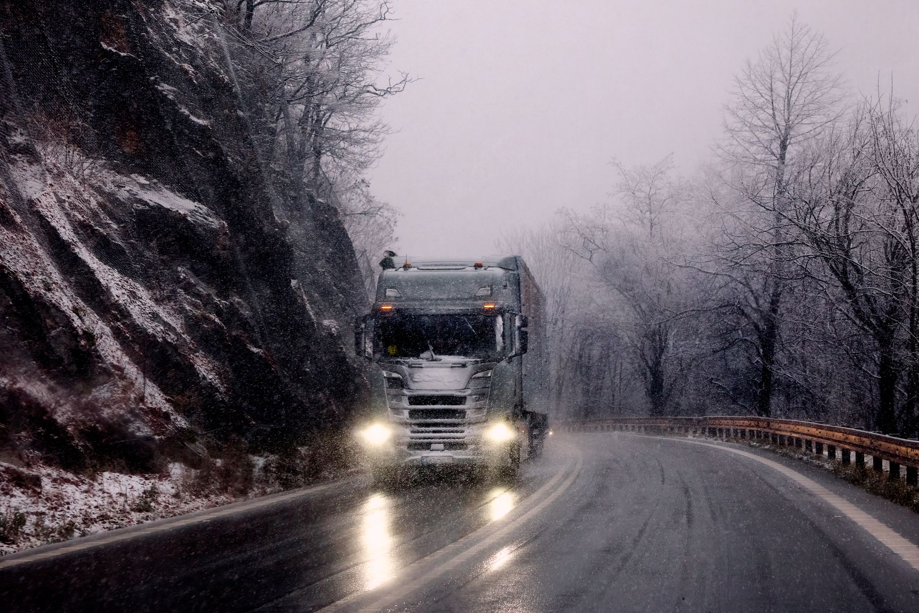 Truck traffic on a highway corridor