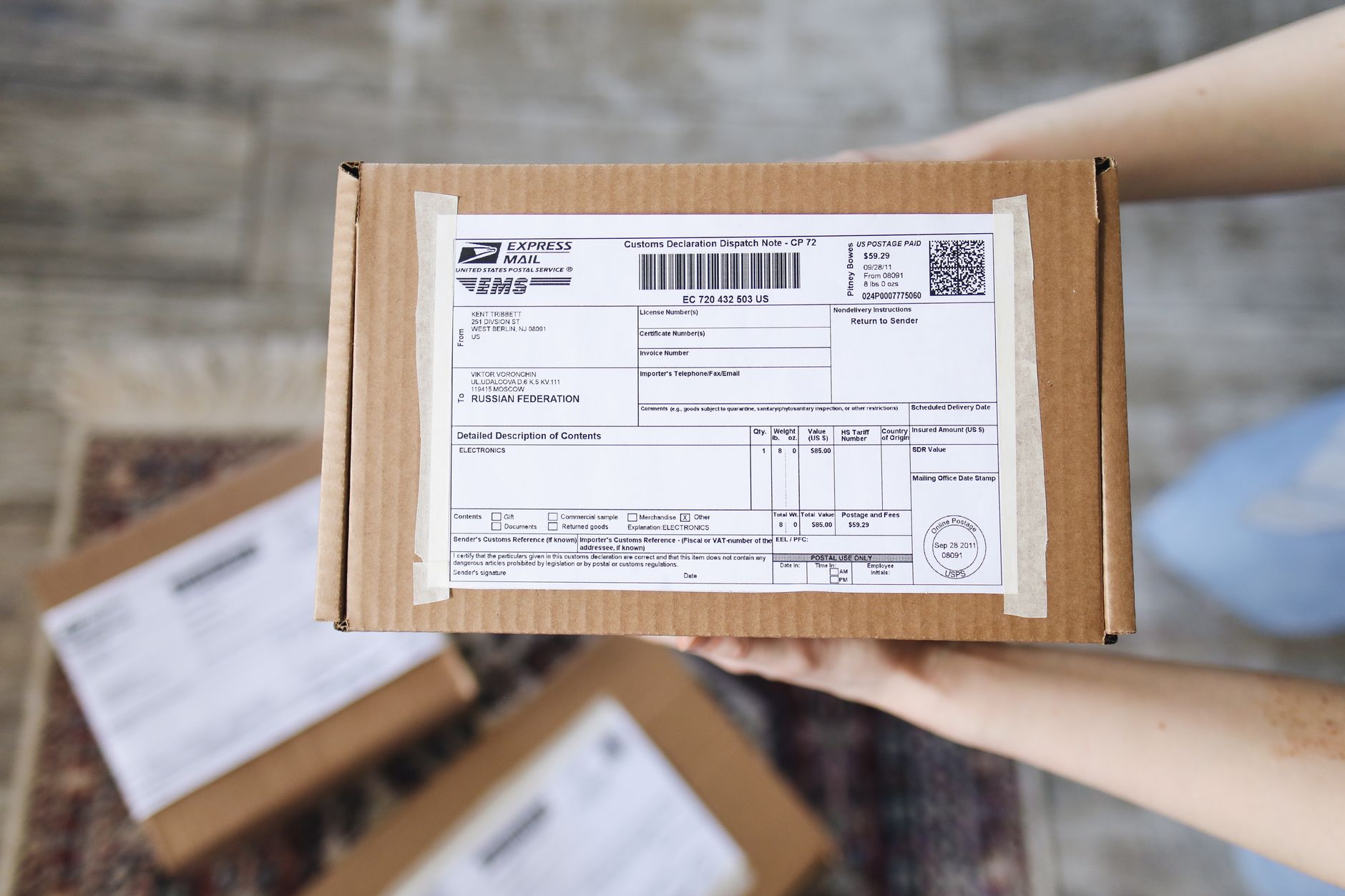 Replacement carton labels that must match contents before a repacked unit ships.
