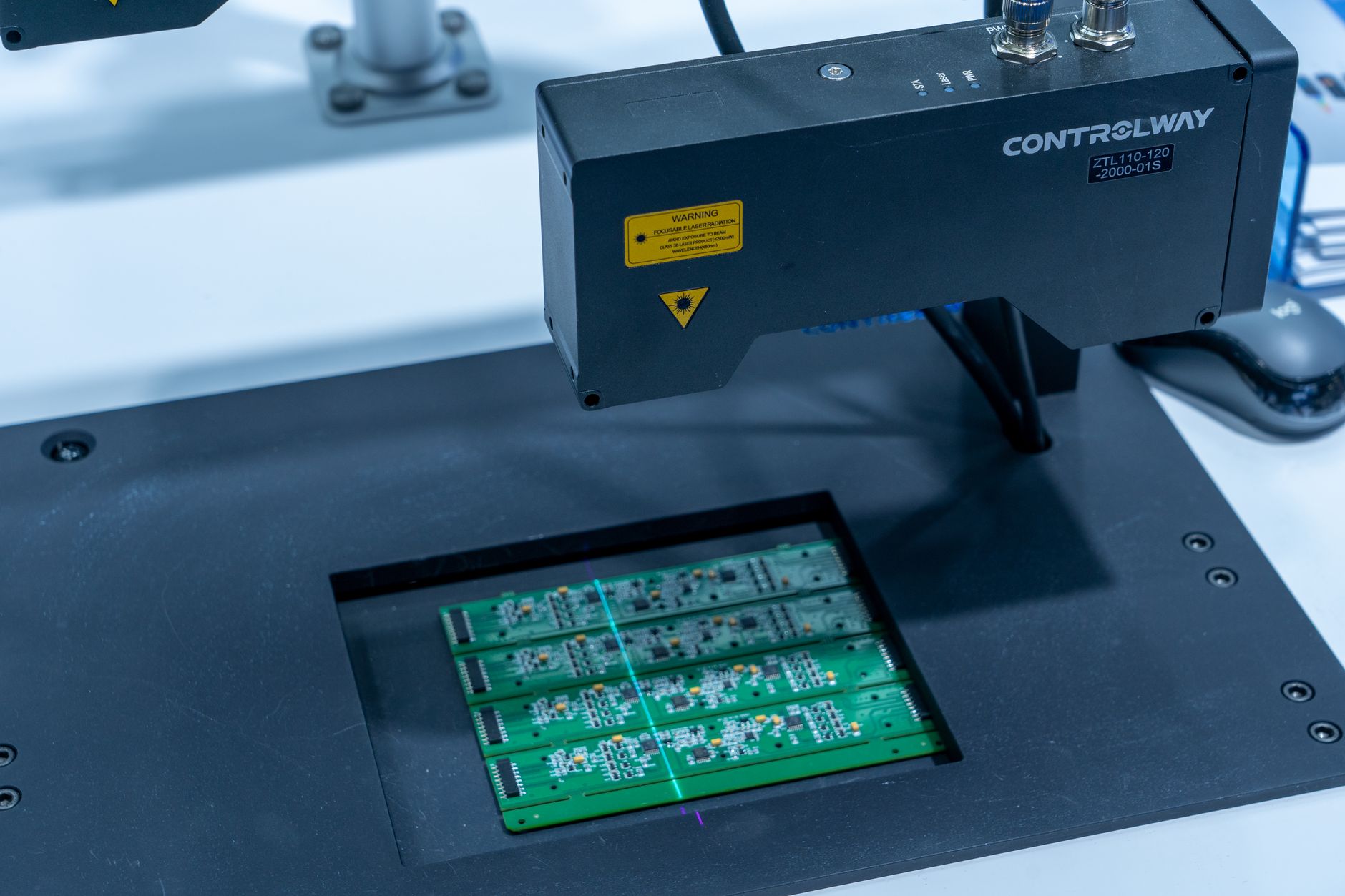 A quality check on a production floor, evoking go-no-go rivet inspection and audit sampling on duct seams.
