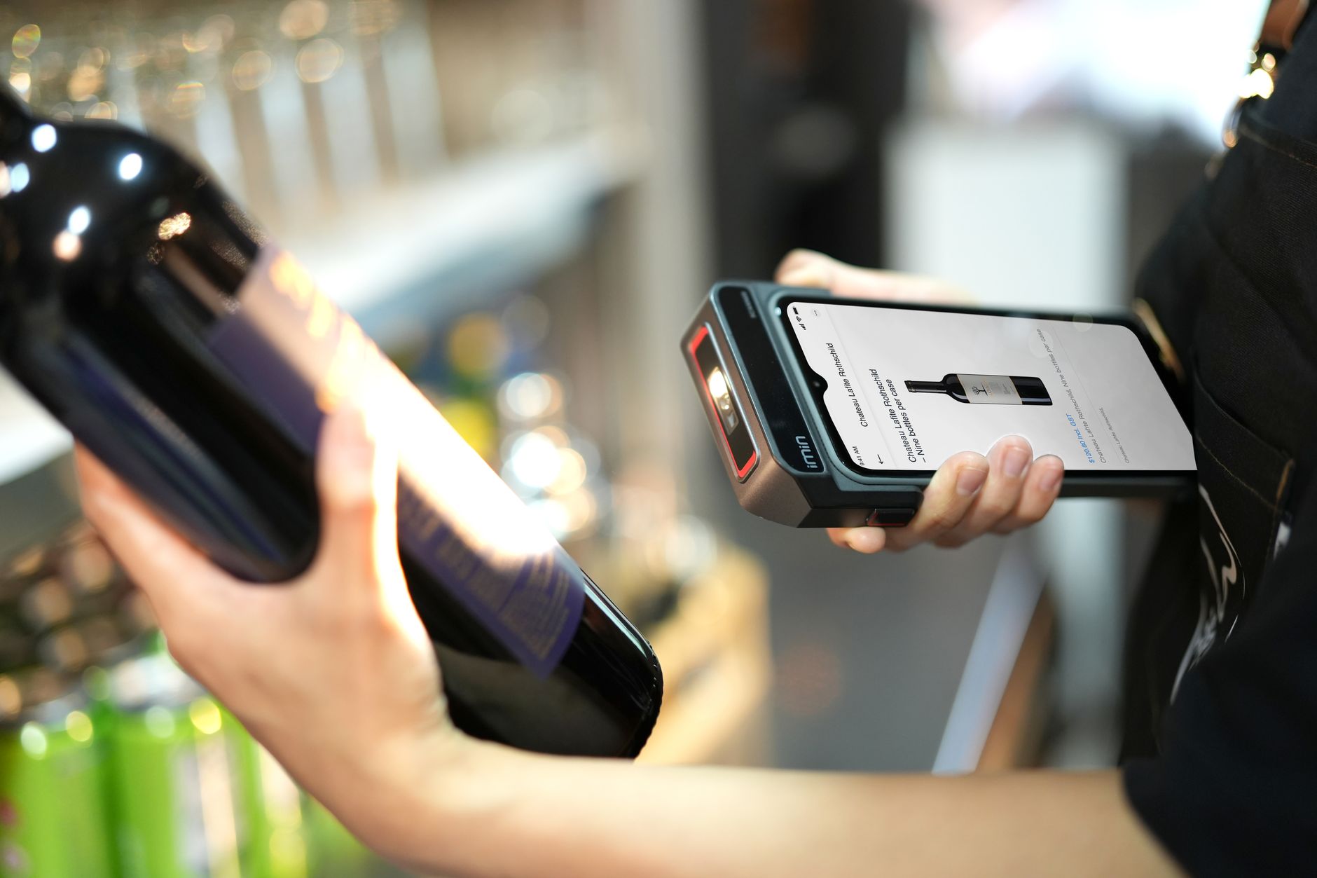 A barcode scan at a supply bench, the kind of traceability event a sort cell should log.