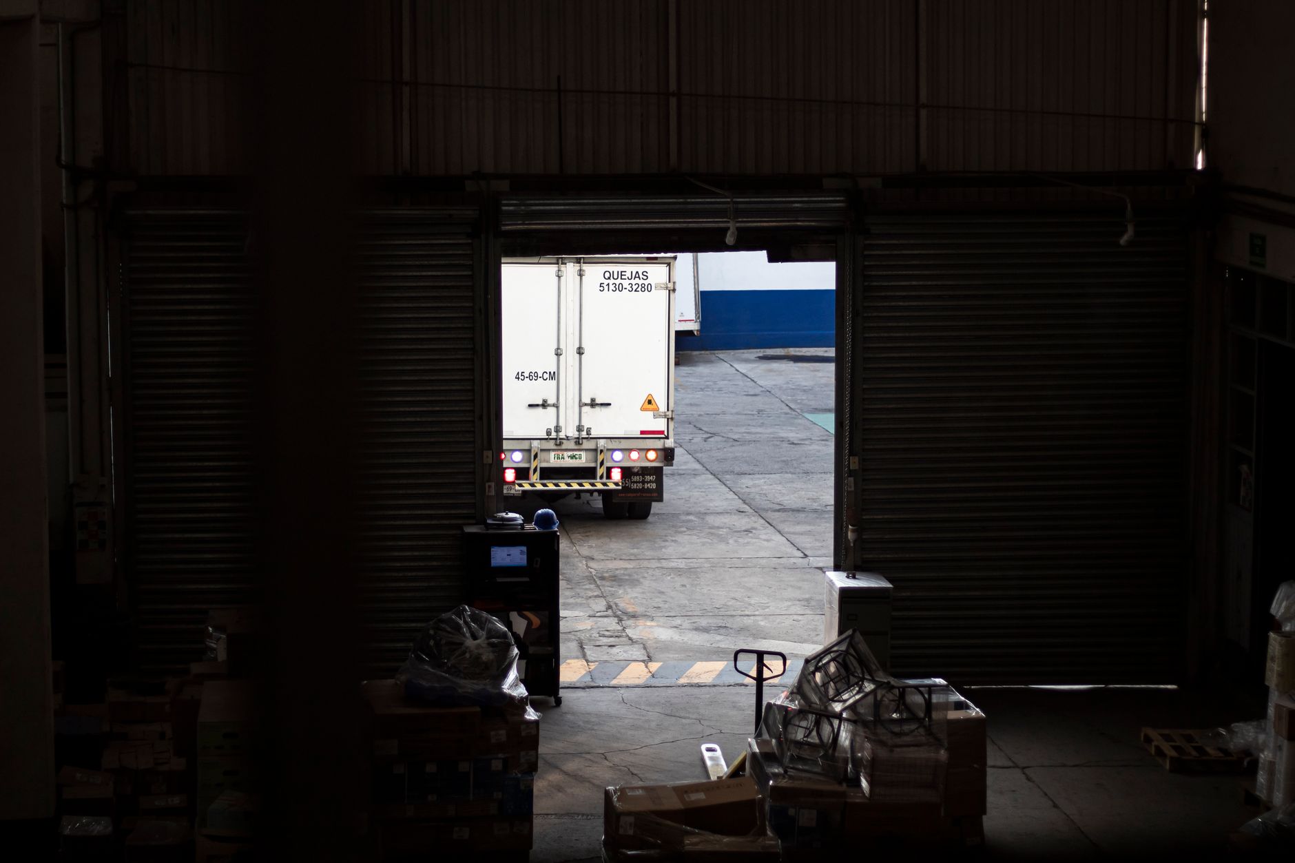 A hospital service entrance and staging area, emphasizing the ground-side infrastructure that matters in medical drone operations.