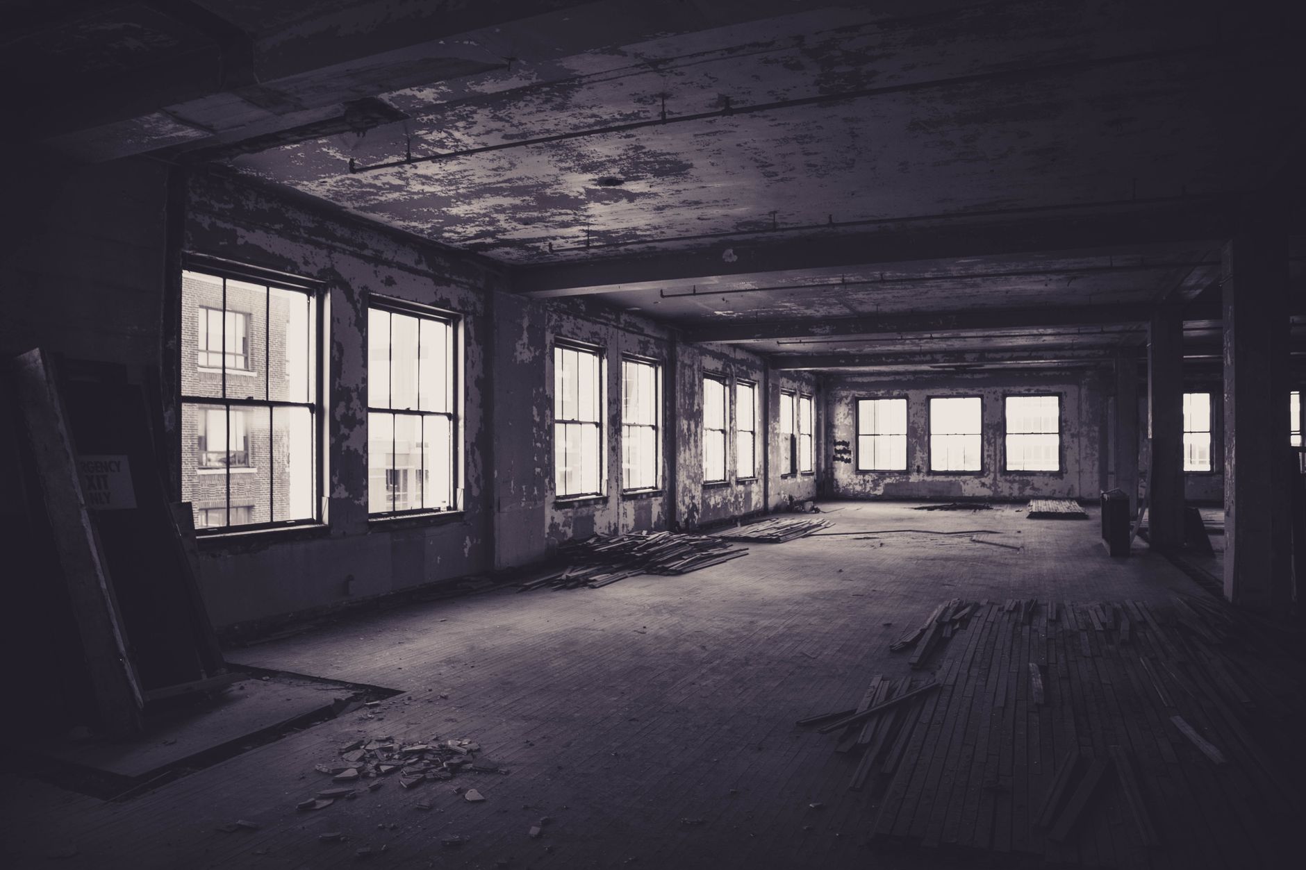 Concrete floor inside a small distribution shop