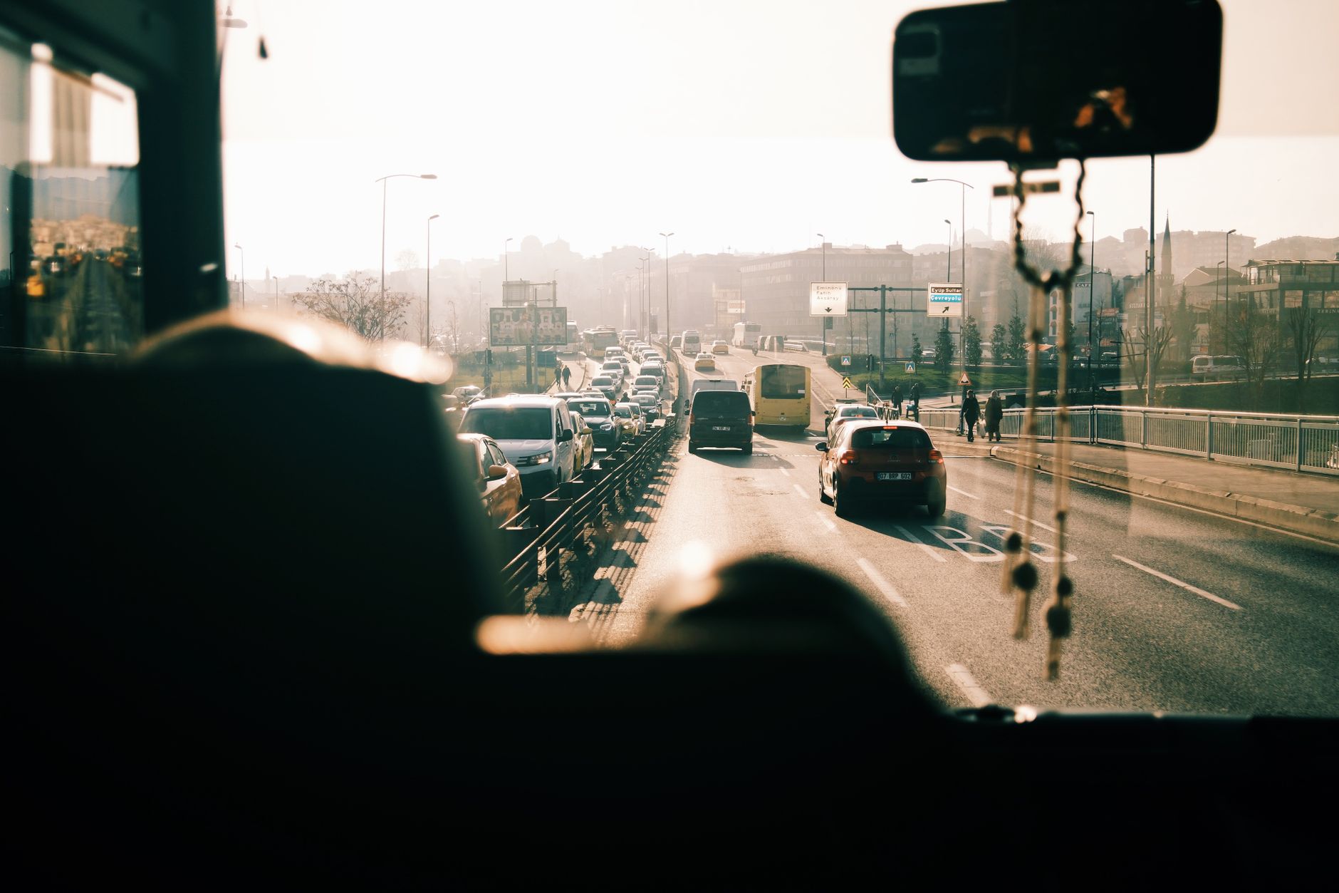 Highway traffic at dawn
