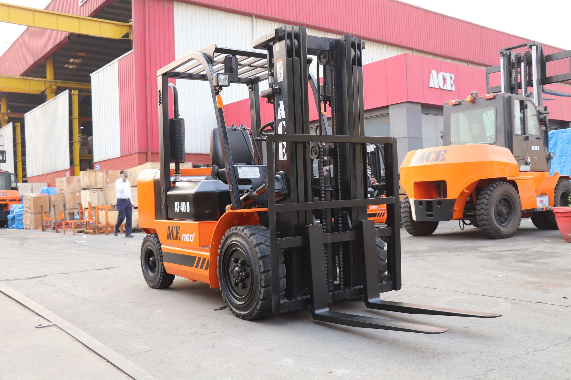 View from a forklift operator's perspective showing warehouse shelves, highlighting the visibility challenges that are a focus of OSHA's NEP.