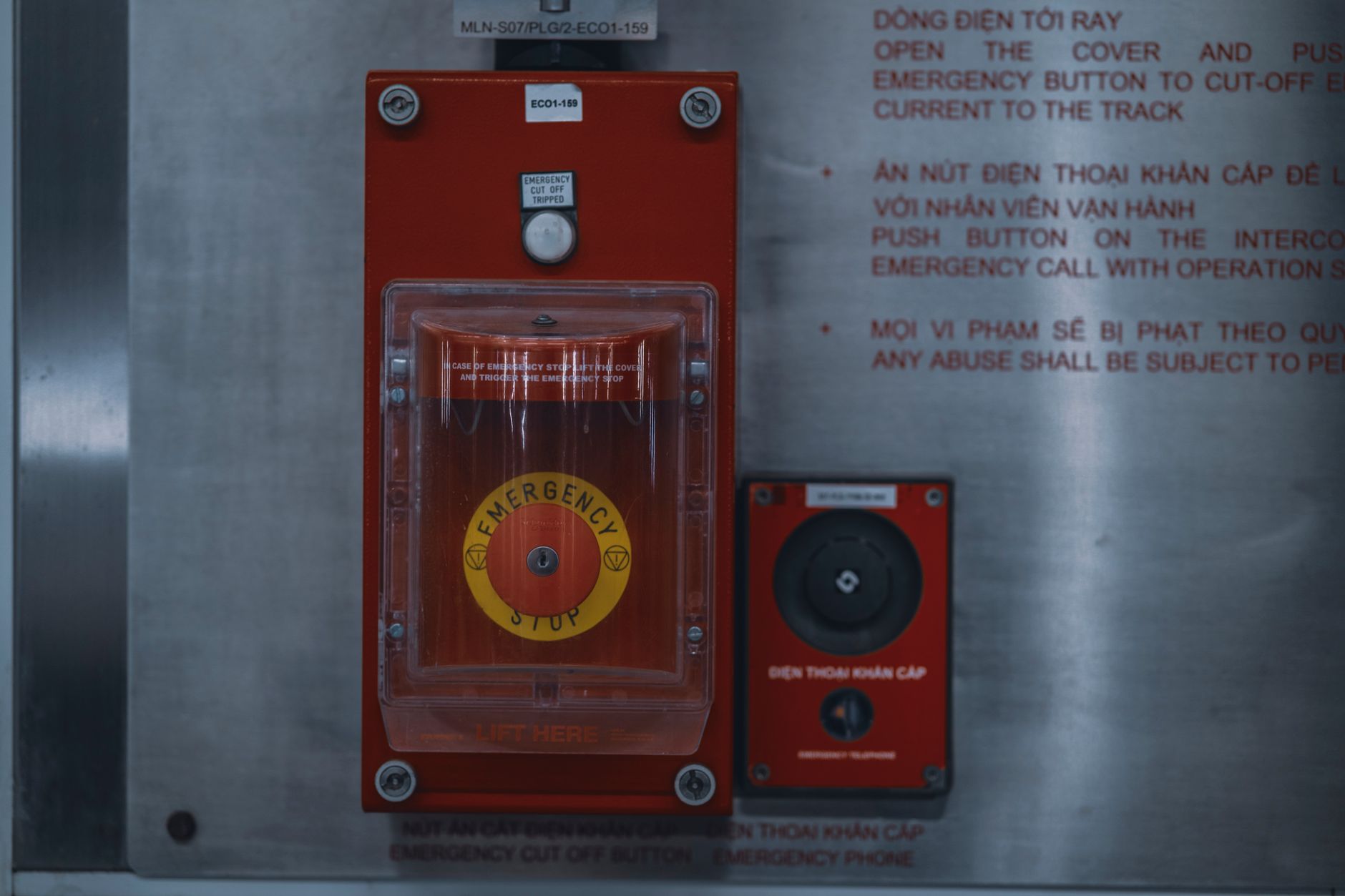 An emergency stop control like the manual override operators need during evacuations.