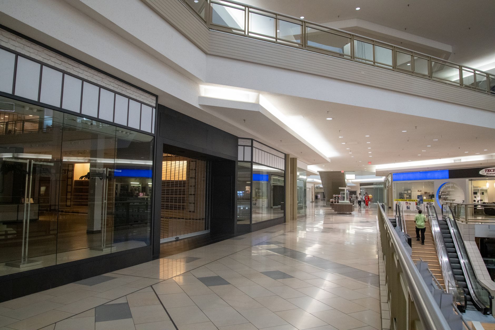 A vacant anchor-style retail entrance inside a mall, showing the kind of disruption that can justify a flexible reserve instead of a permanent asset assignment.
