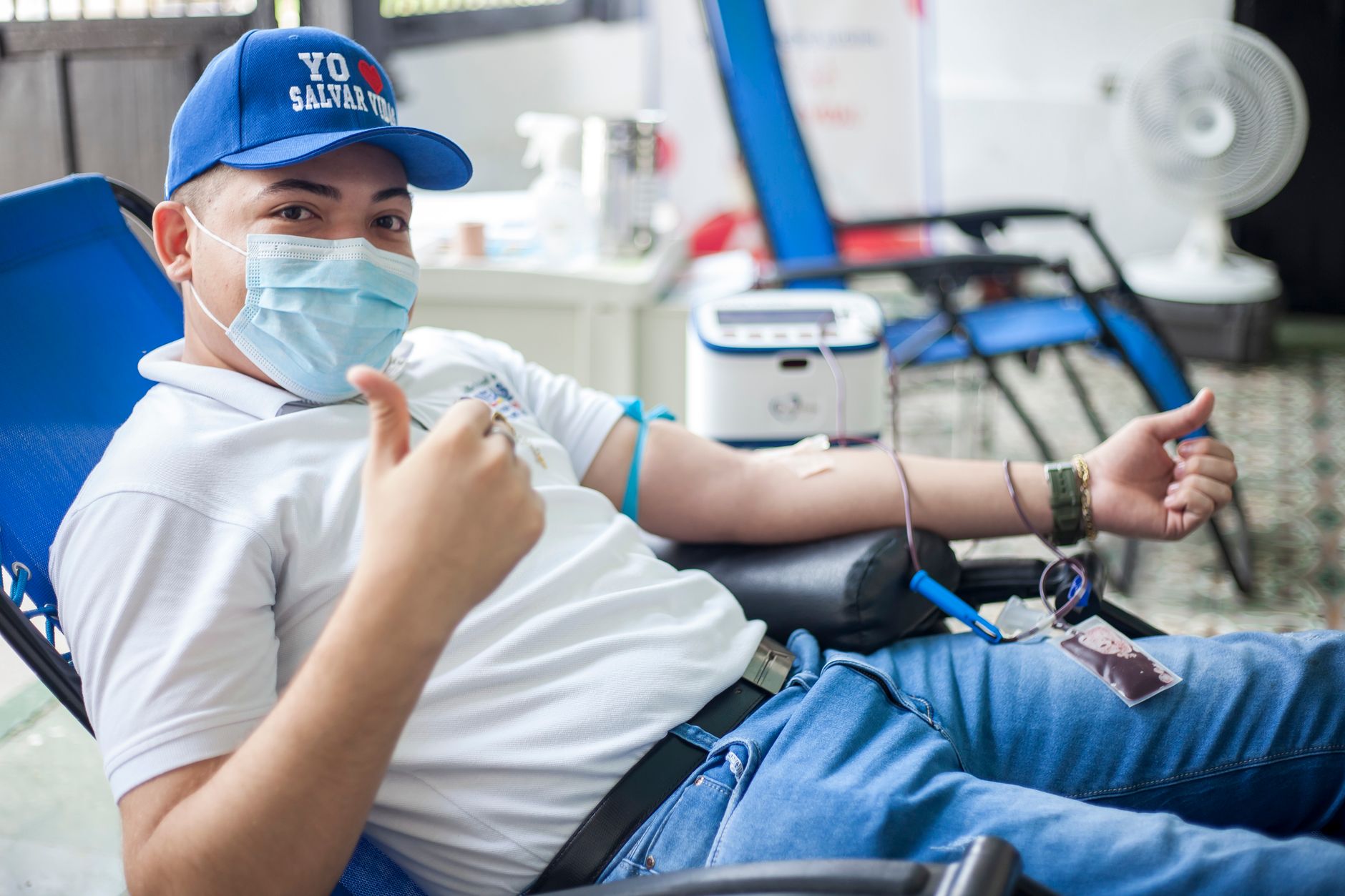 Rows of donor chairs inside a plasma donation setting, showing the treatment floor a cleaning pilot has to work around without disrupting donors.