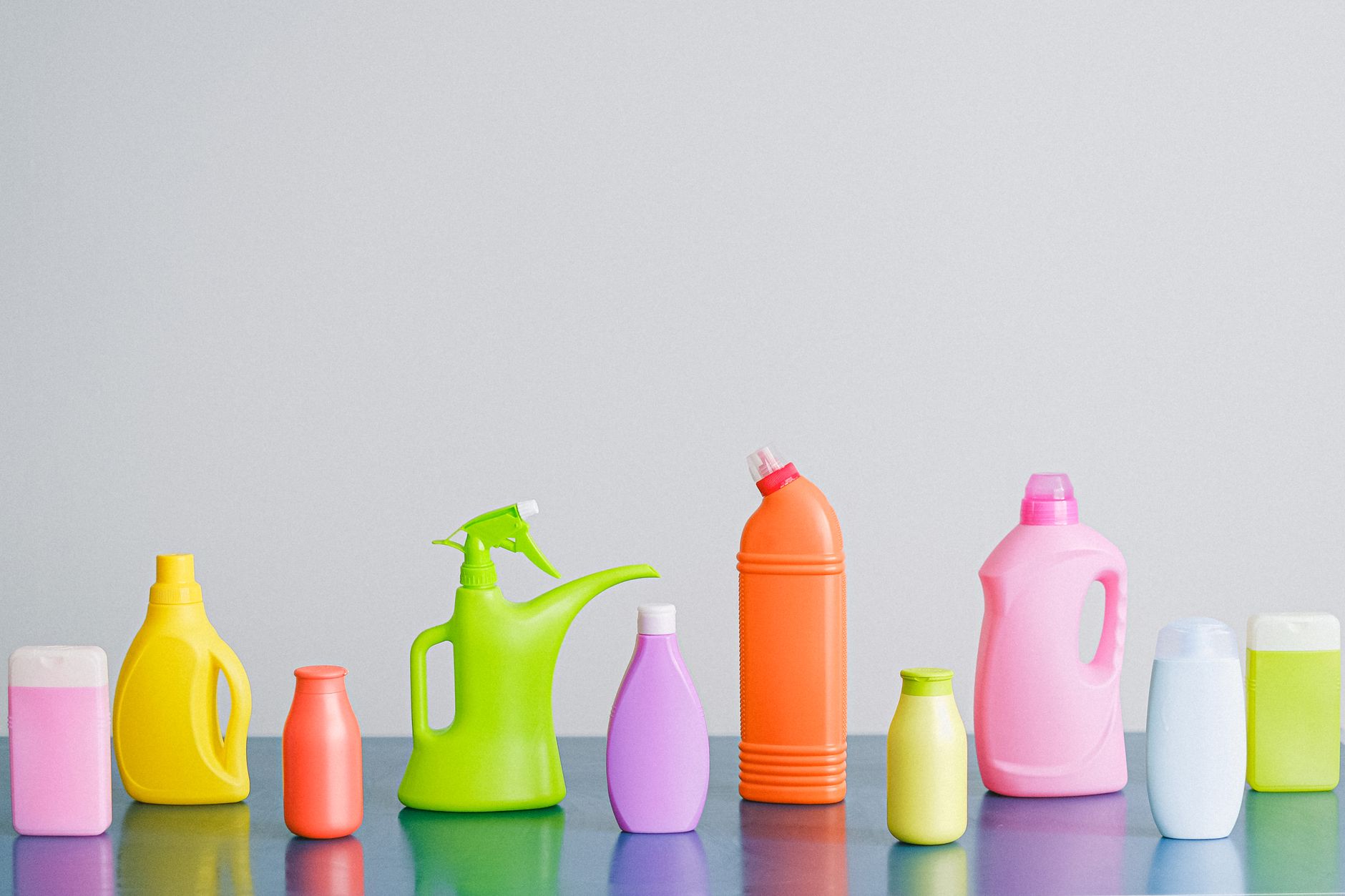 Cleaning supplies staged at a fitness facility, reinforcing the overnight reset workflow and dry-by-opening requirement.