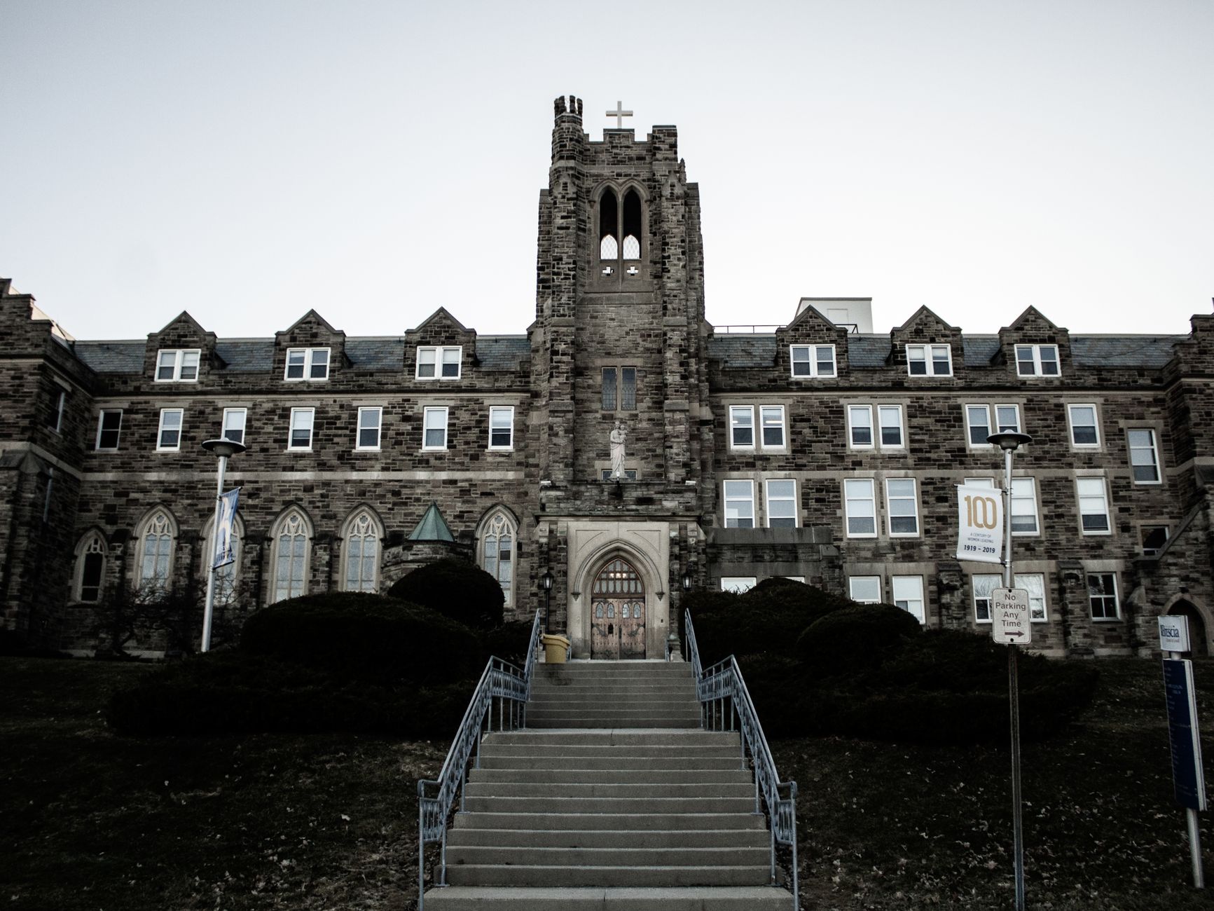 Wide exterior view of a multi-building church campus with connected walkways and clear wayfinding, matching the article’s focus on routing work across several buildings.