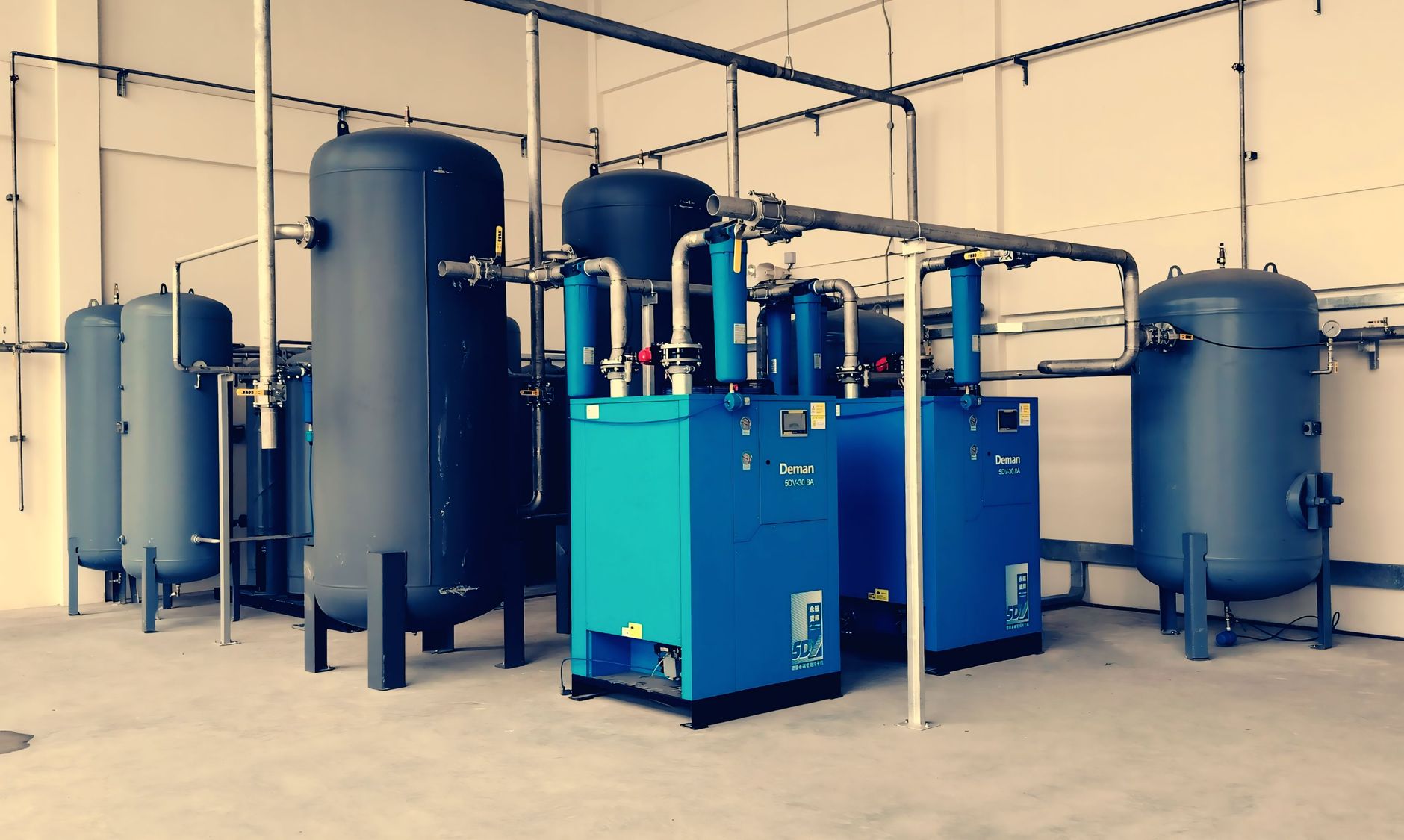 Compressor room equipment tied to plant air headers included in leak survey routes.