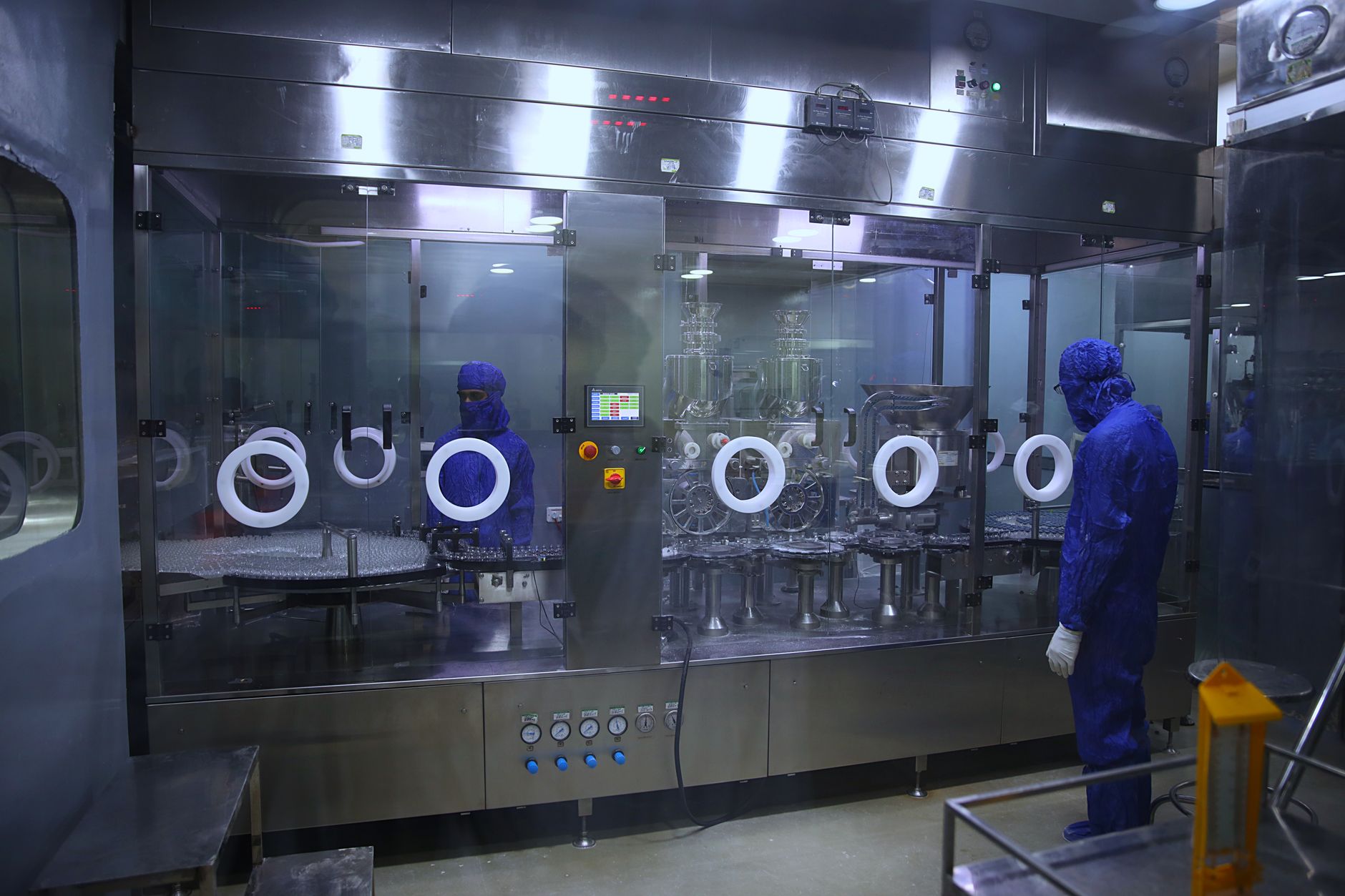 A pristine and sterile pharmaceutical cleanroom environment, highlighting the exacting standards required for production.