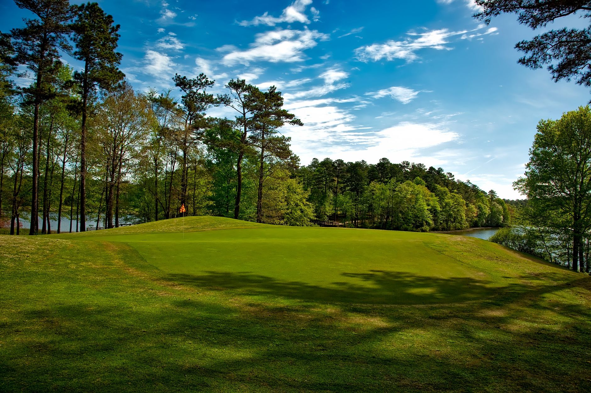 Spring fairway growth as mowing frequency ramps back up after overseed.