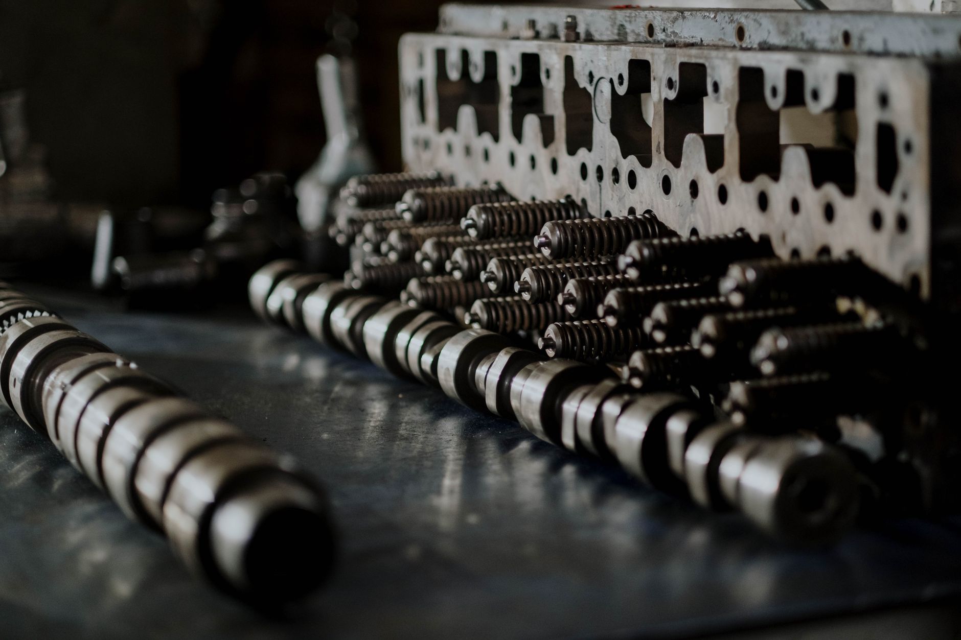 Workers finishing the day in a small machine shop