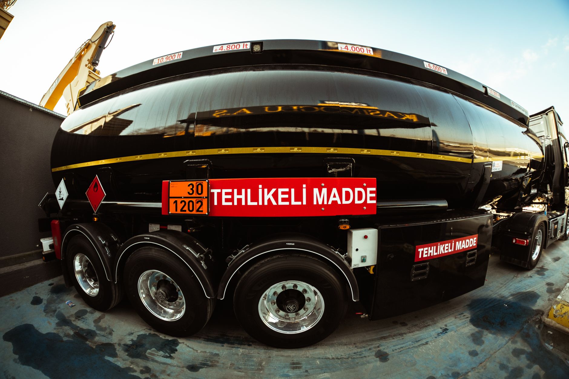 A fuel tanker at a loading area shows the hoses, vehicle paths, and transfer hazards that patrol routes must avoid.
