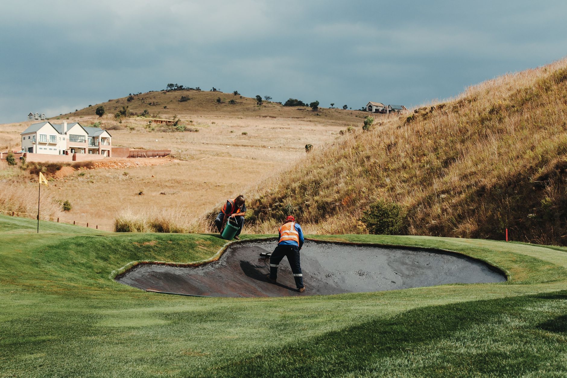 Fairway turf repair work on a golf course