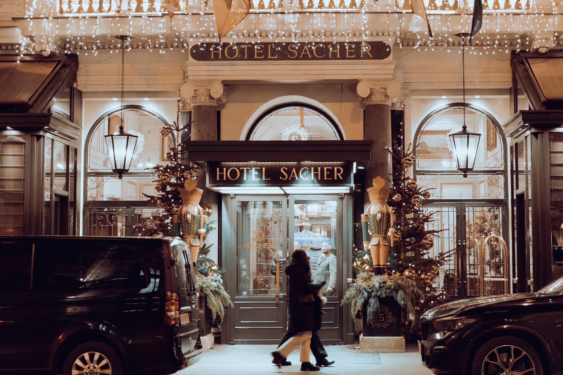 A lit hotel entrance at night suggests the around-the-clock operating rhythm a regional casino hotel has to manage.