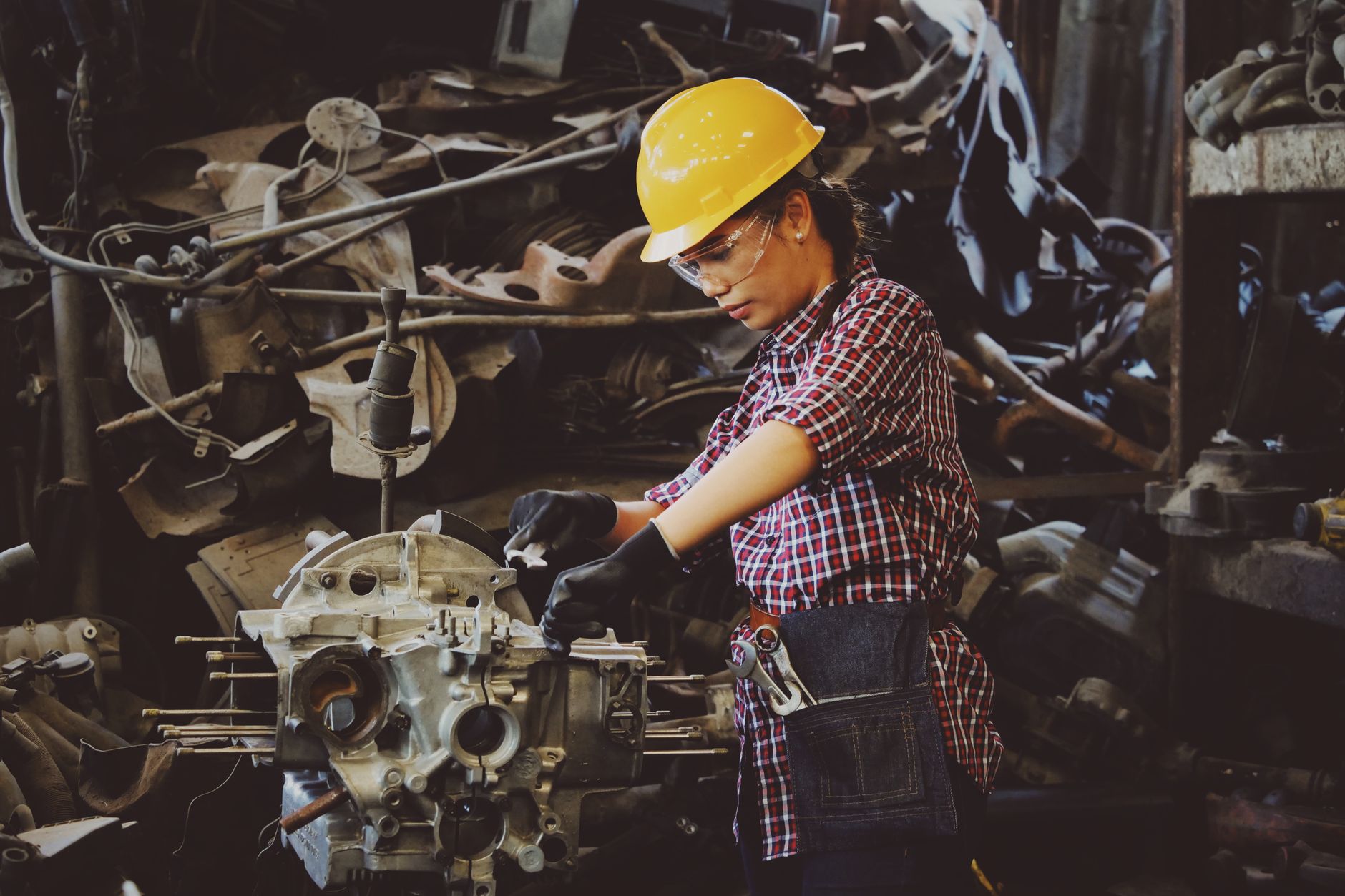 A maintenance technician walks an industrial facility during a scheduled inspection round.