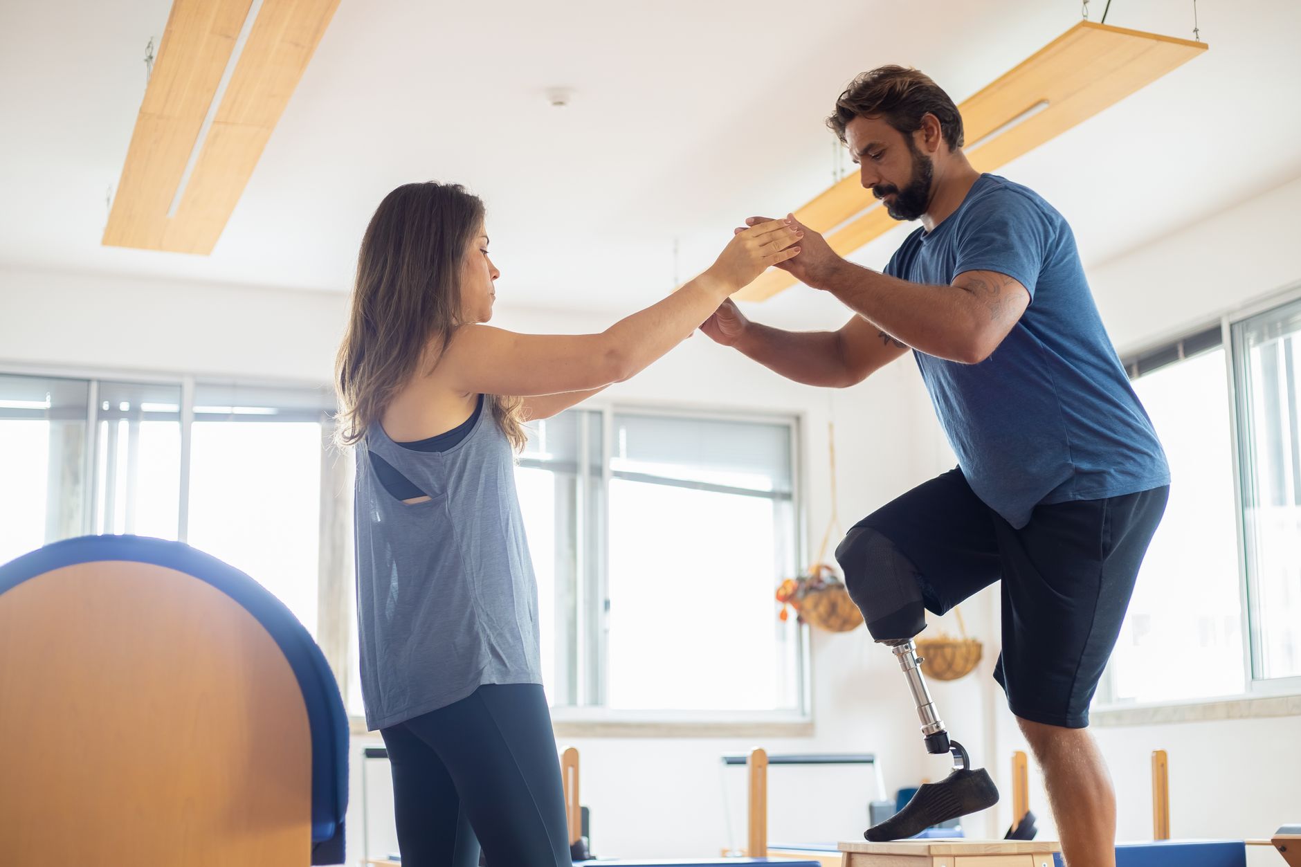A rehab therapy gym prepared for patient sessions, underscoring why protected therapy minutes matter in the delivery-robot business case.