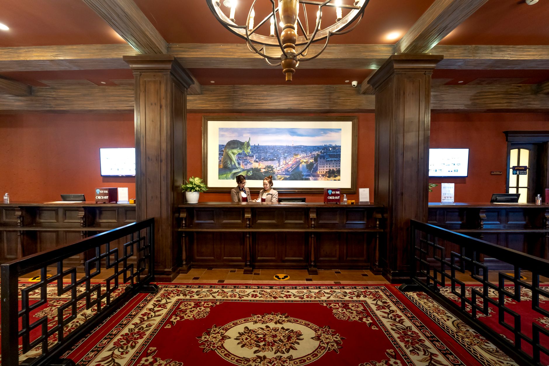 A busy casino hotel lobby with polished floors, seating, and clear sightlines that suggest the kind of public environment a site survey must evaluate.