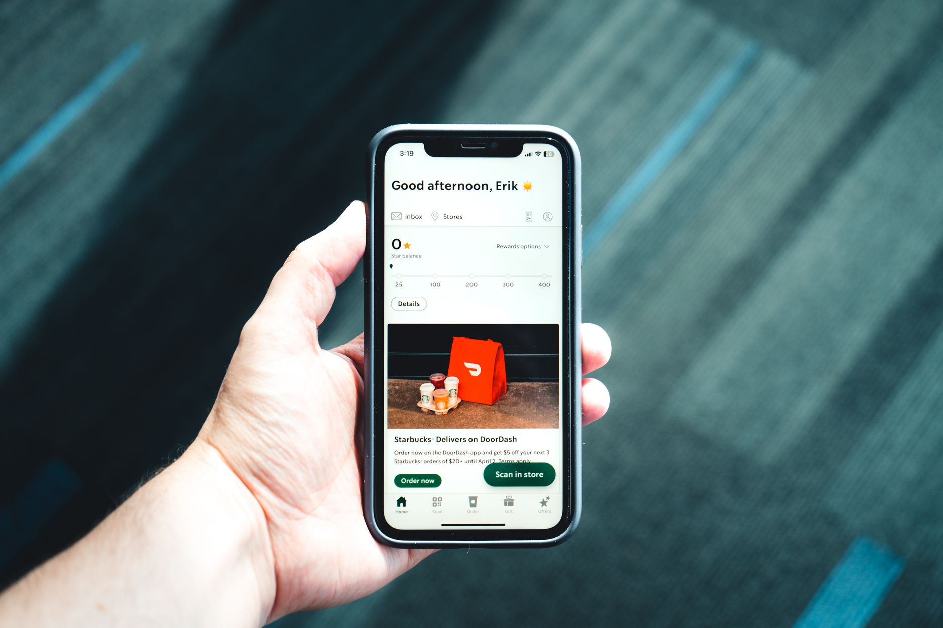Customer using a food delivery app on a smartphone
