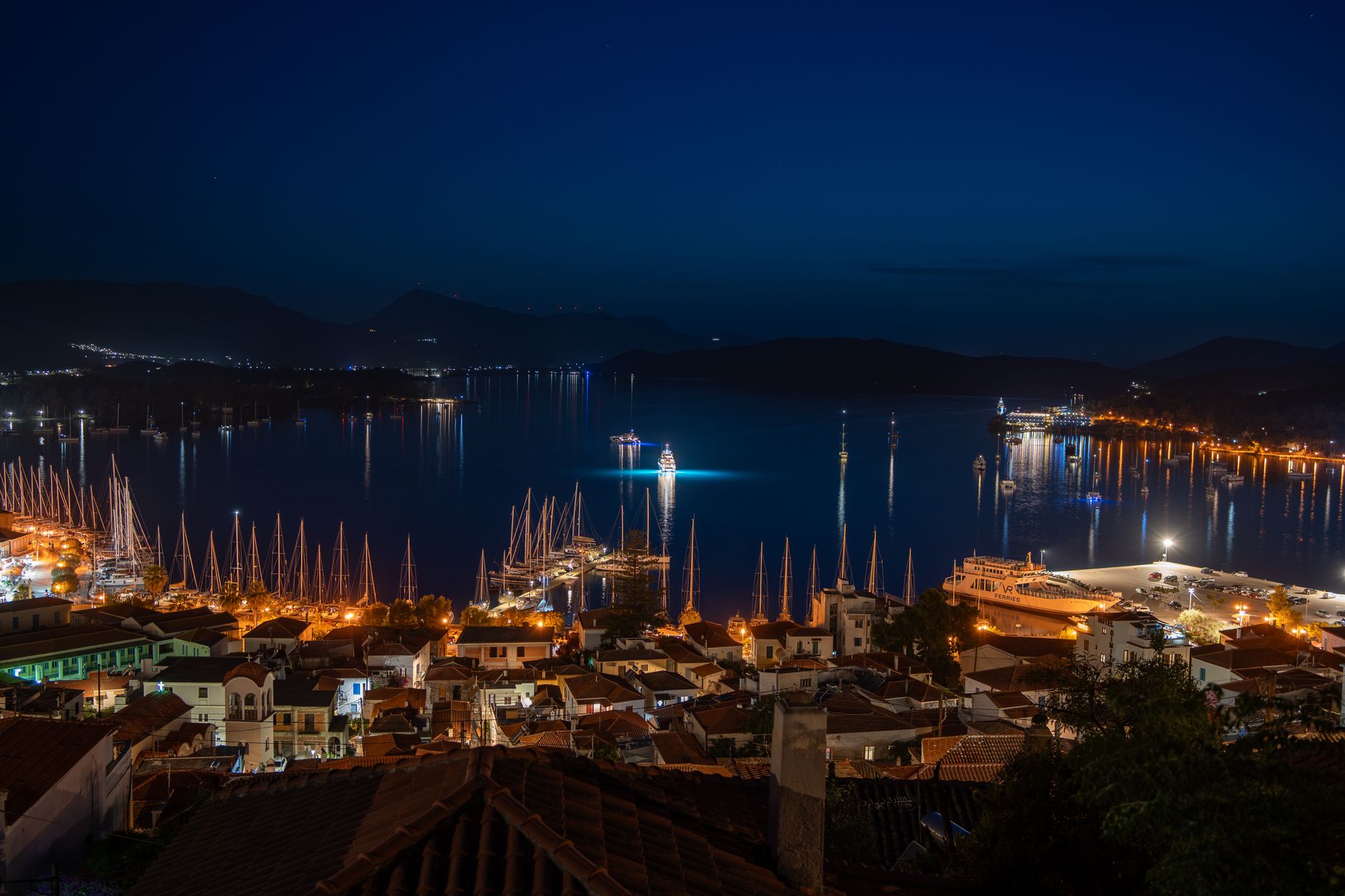 Coastal town street at dusk