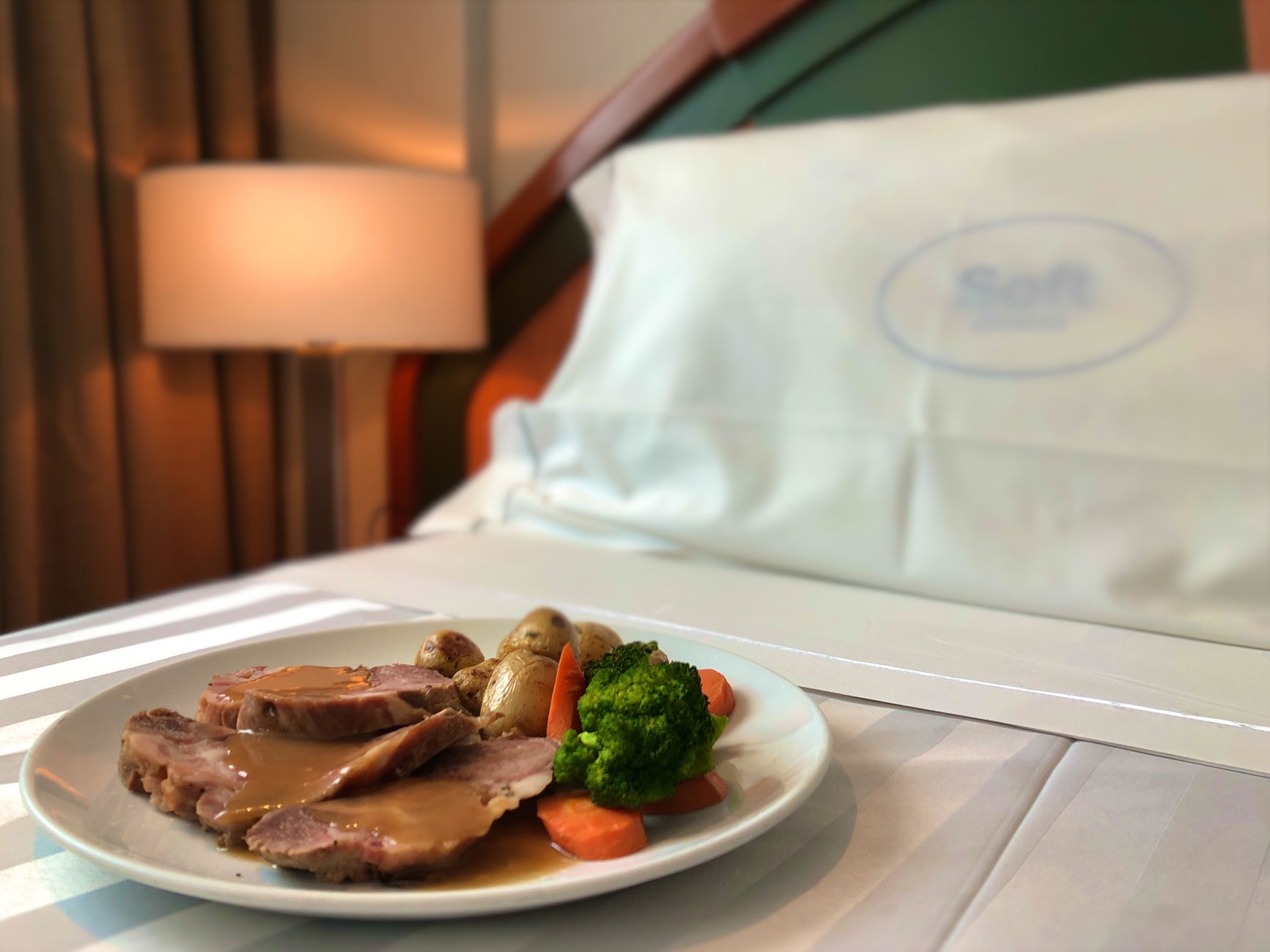 In-room dining plated and ready for a quick guest delivery run.