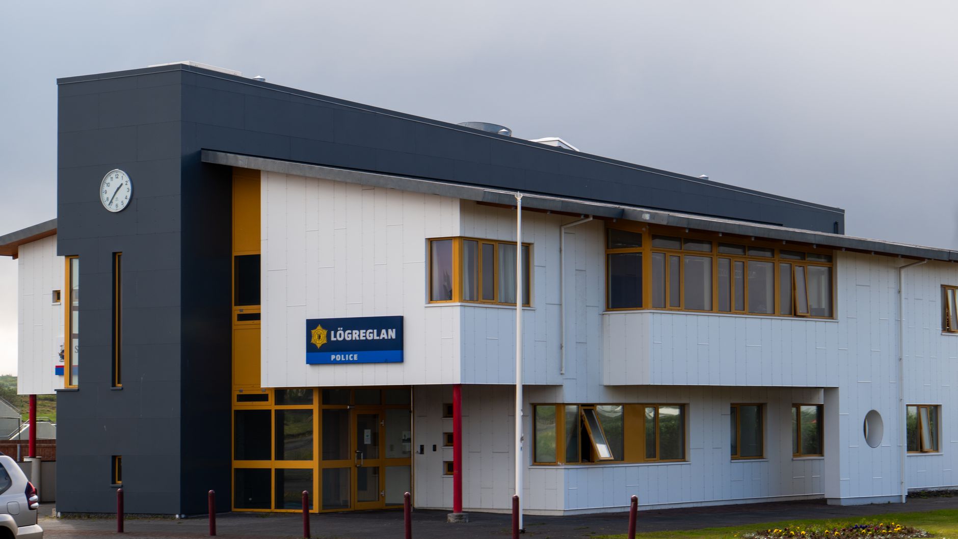 A municipal police facility where distributed drone docks shorten launch time.