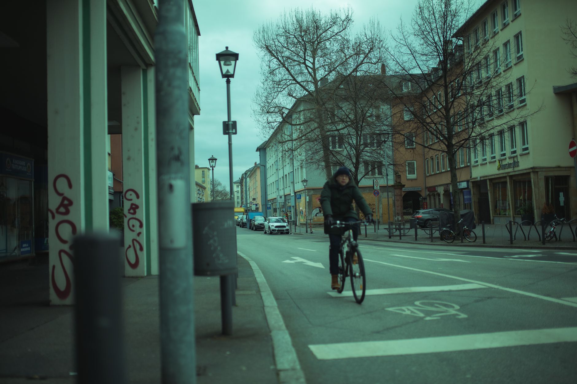 An urban bicycle path running through a waterfront district represents the live public route included in the pilot.