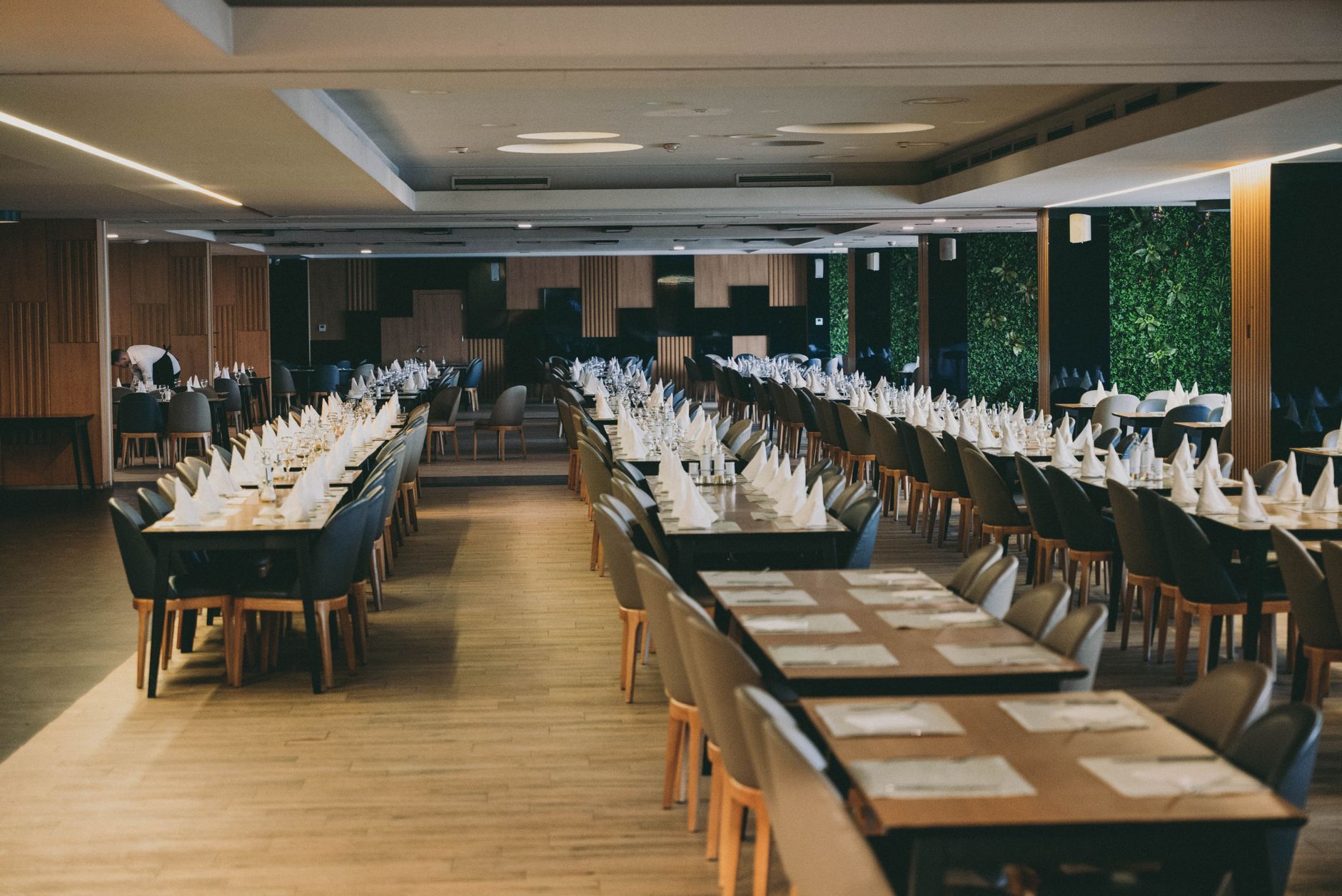 Event space flooring included in autonomous vacuum coverage reporting.
