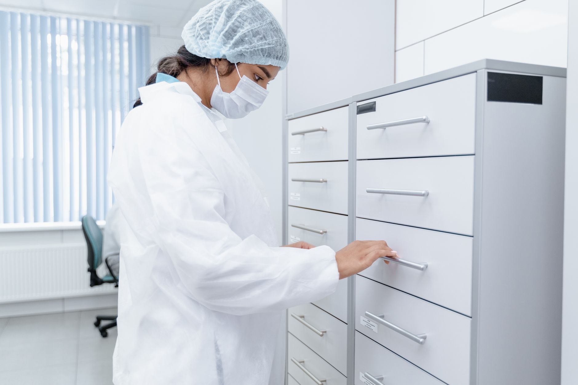 Sterile supplies staged before transport to operating areas.
