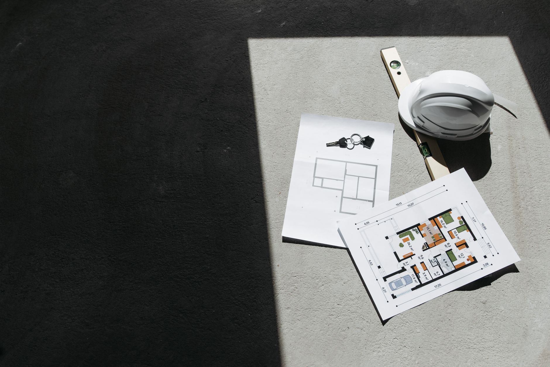 Construction plans translated to field marks for conveyor and MEP layout on a live expansion.
