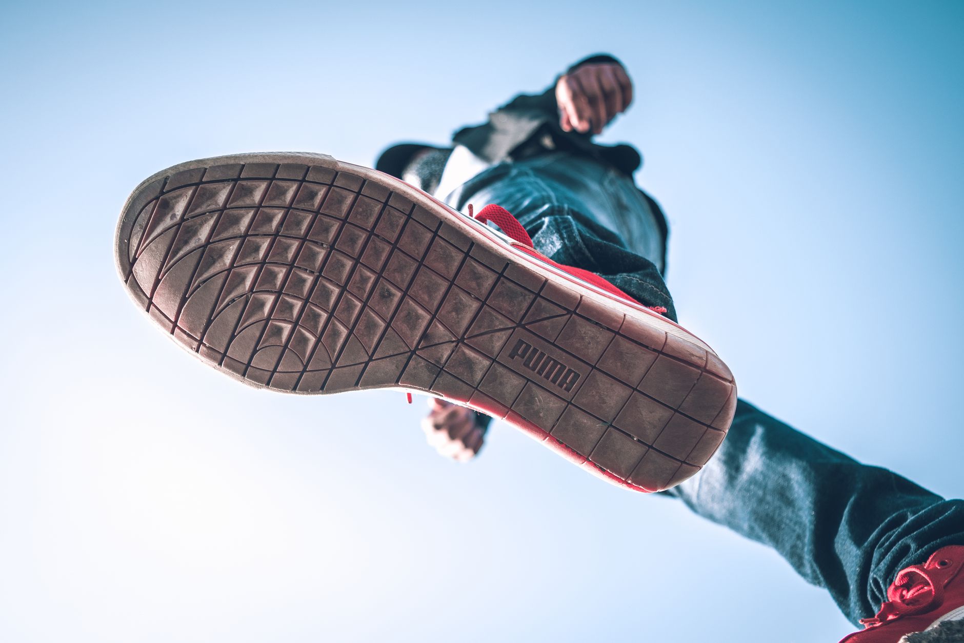 A shoe sole where consistent adhesive paths improve bond quality.