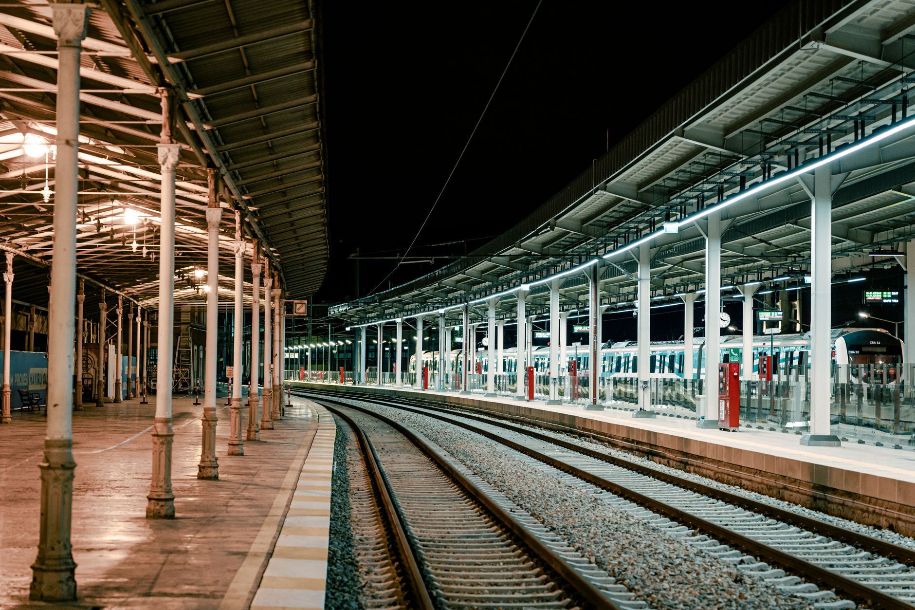 Empty rail platform tiles that crews can only deep-clean in a short overnight service window.