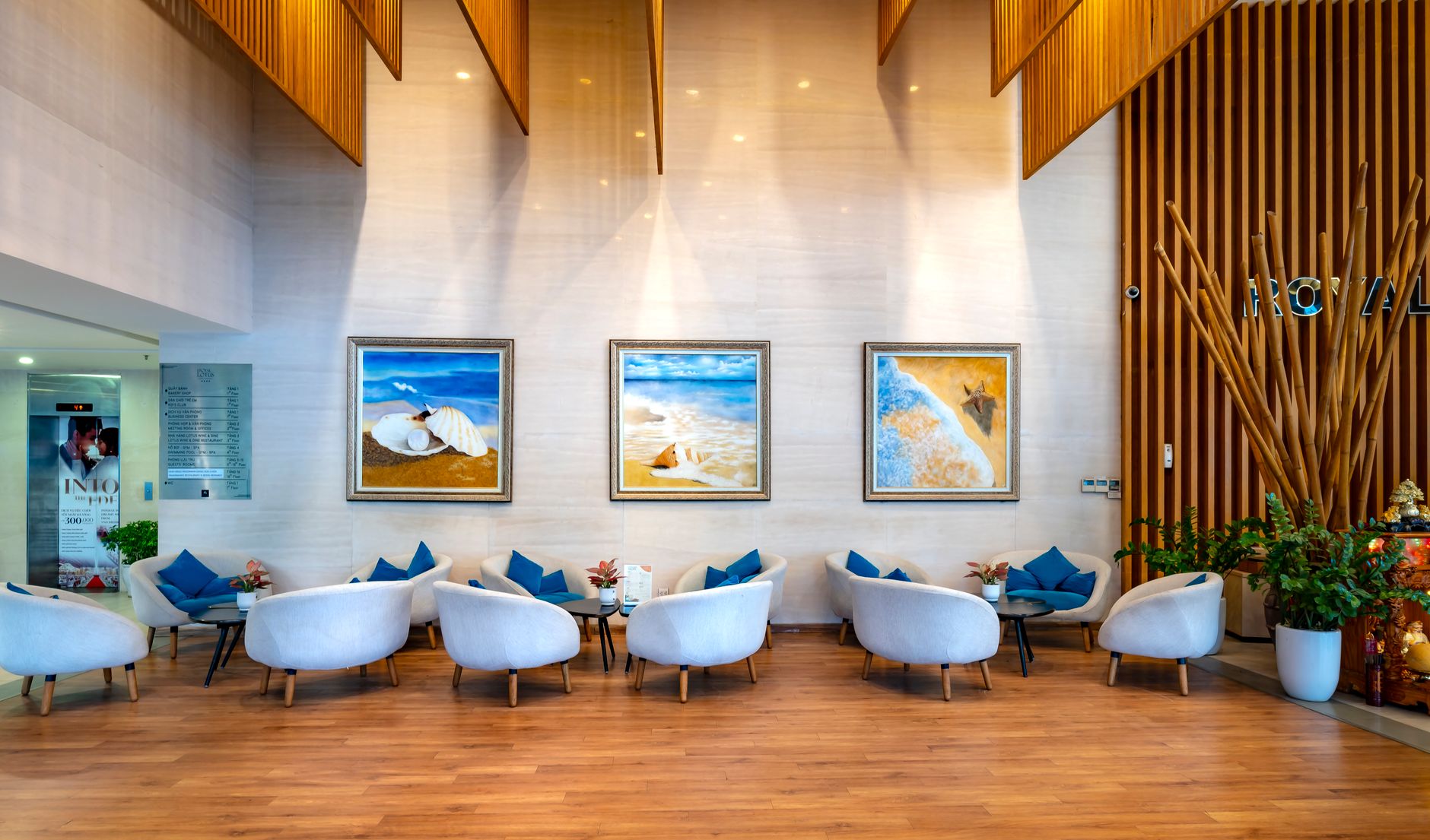 Coastal hotel and retail interiors that need quiet floor scrubbing near guests.