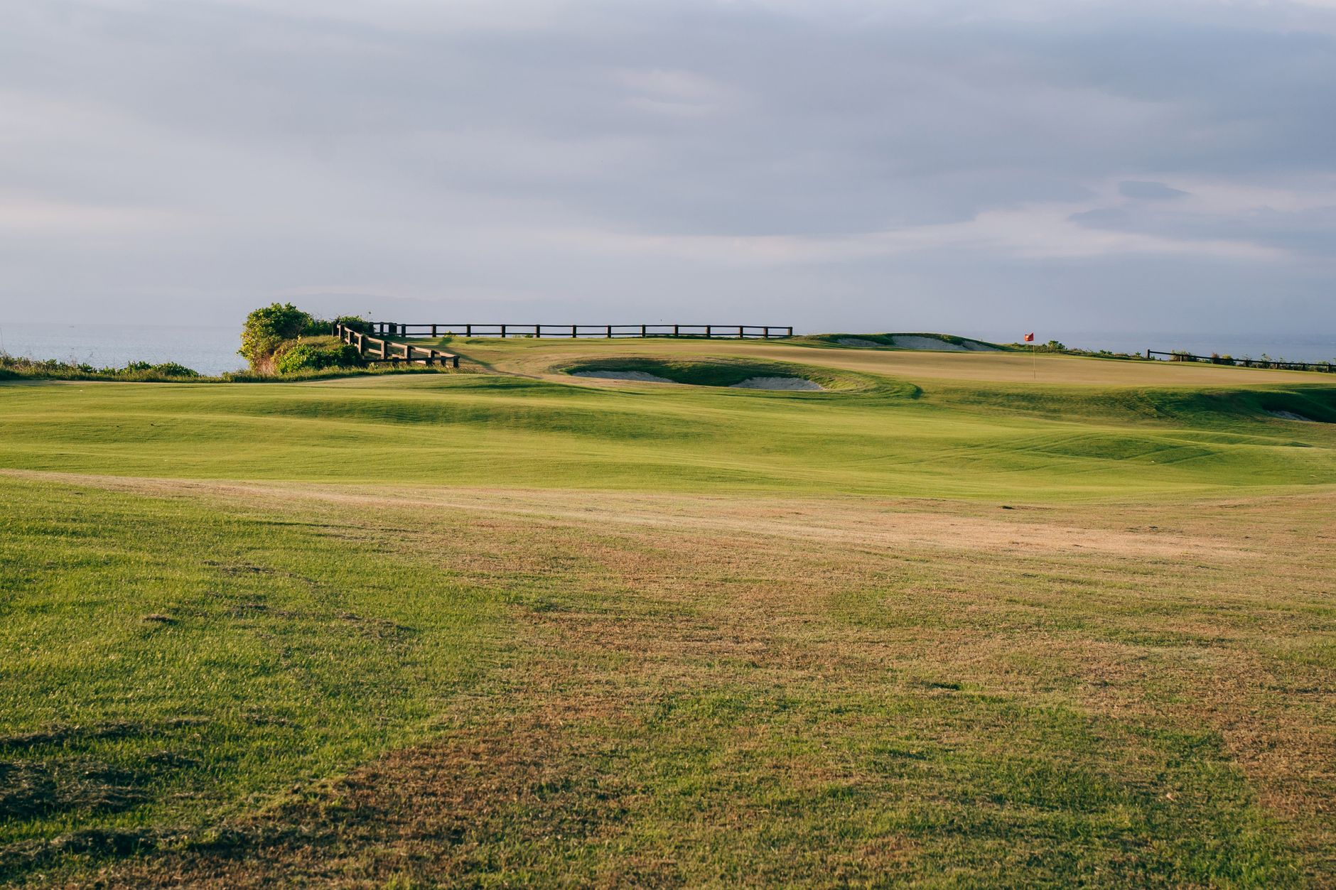 Rough-height grass beside a fairway corridor on a golf property
