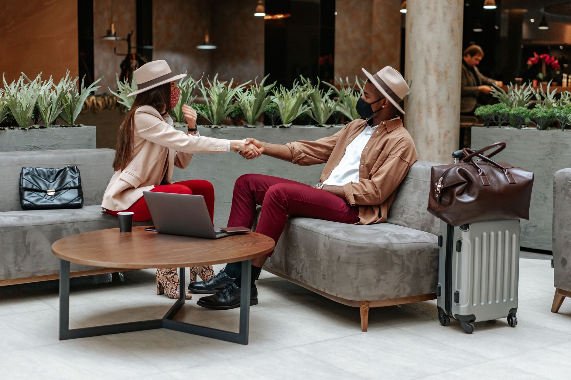 An airport hotel lobby where autonomous scrubbers can run on scheduled routes.