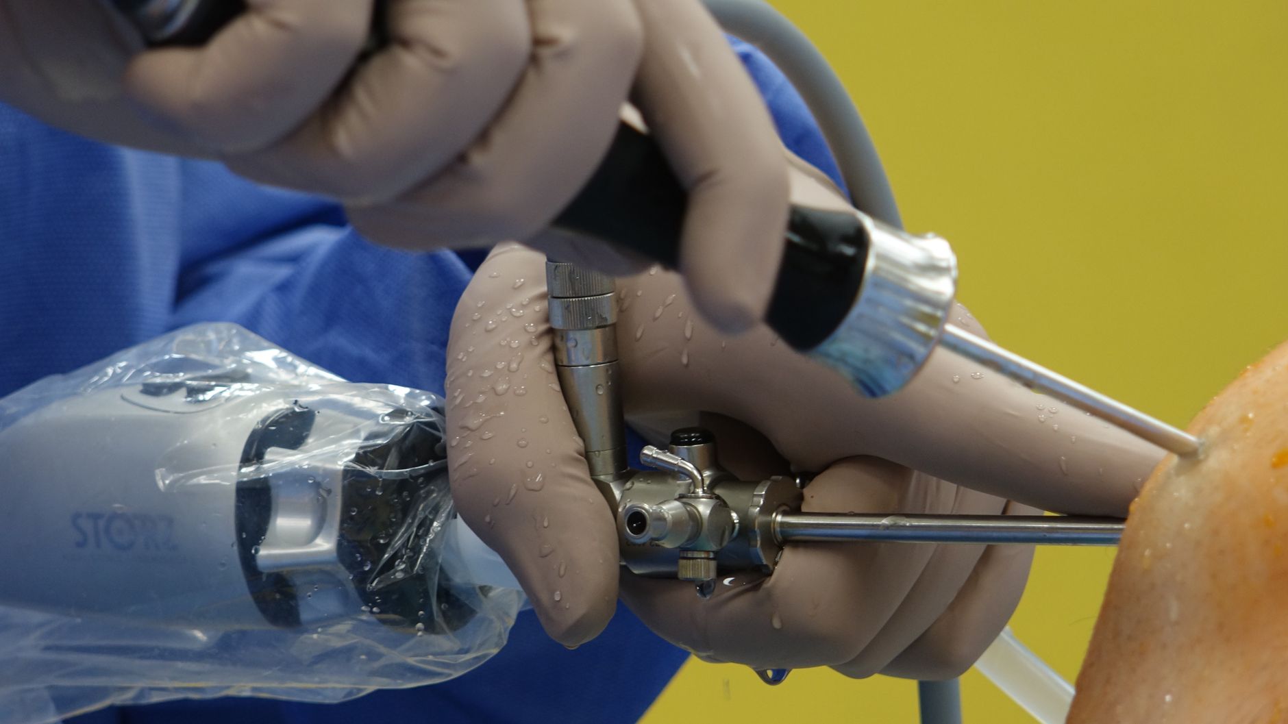 A sterile procedure area suggests the outpatient endoscopy rooms where scope delivery time directly affects clinic throughput.