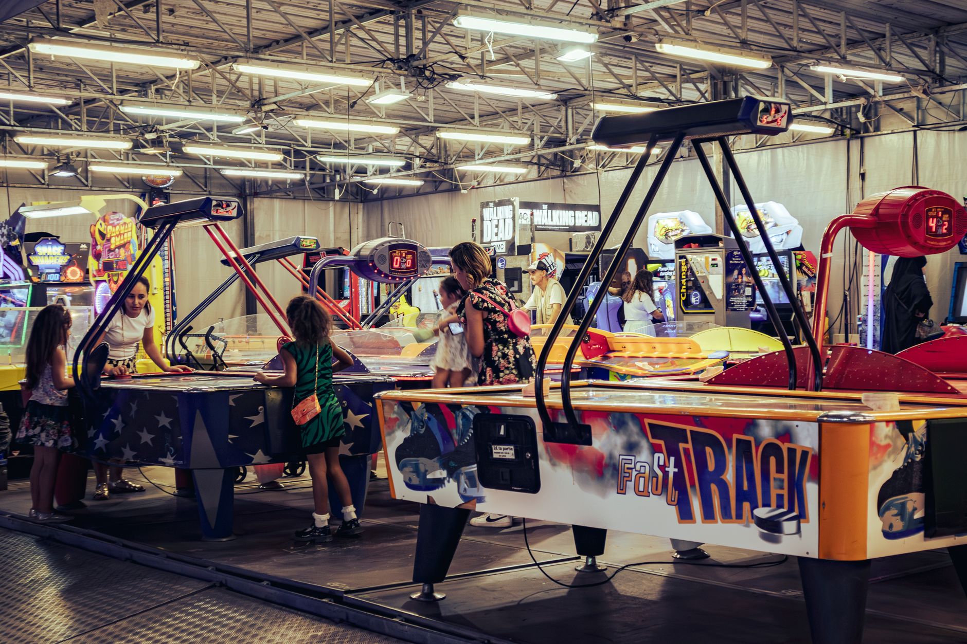 Indoor amusement ride structure like the coaster and water attractions in the documented inspection program.