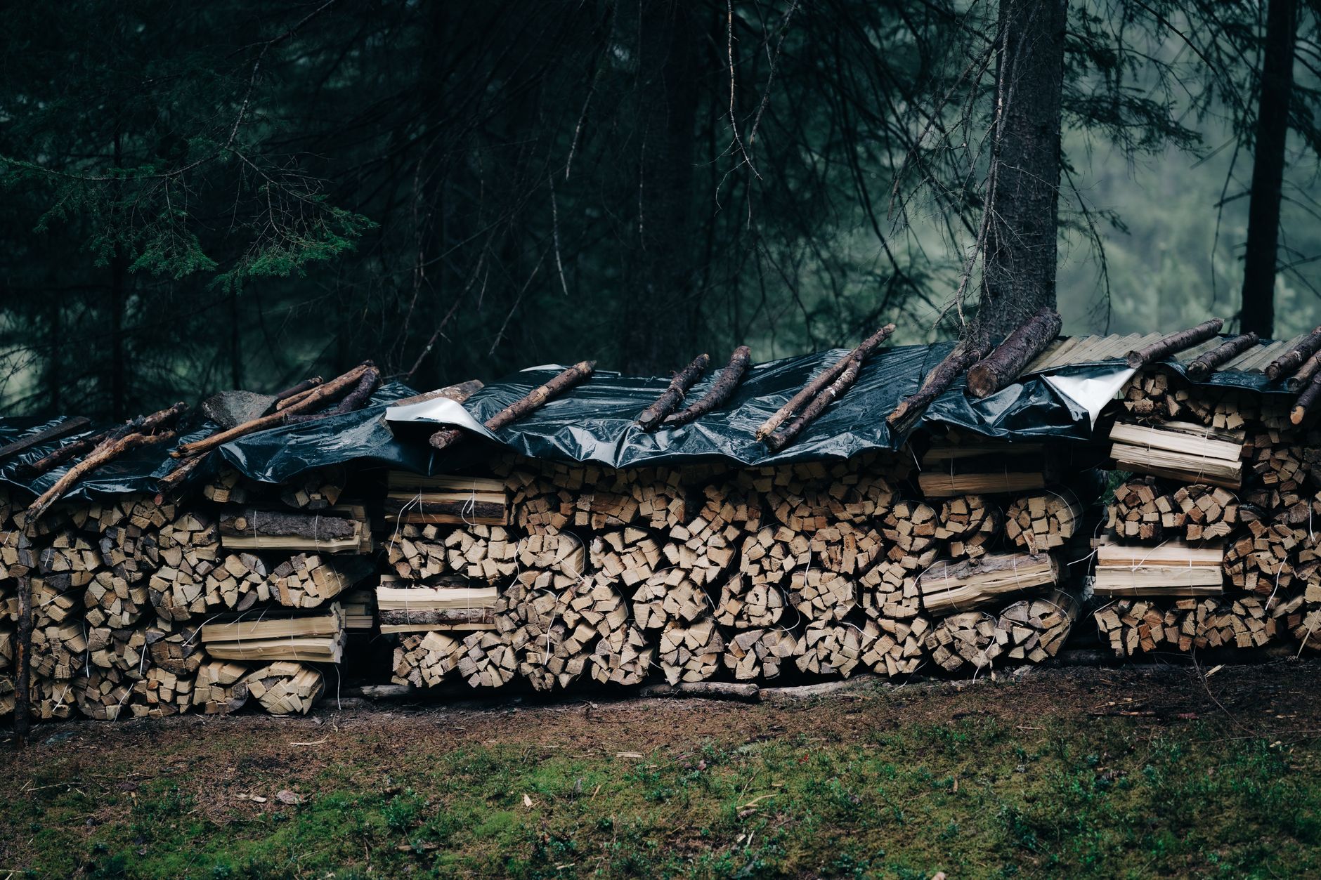 Covered storage bay in a lumber yard