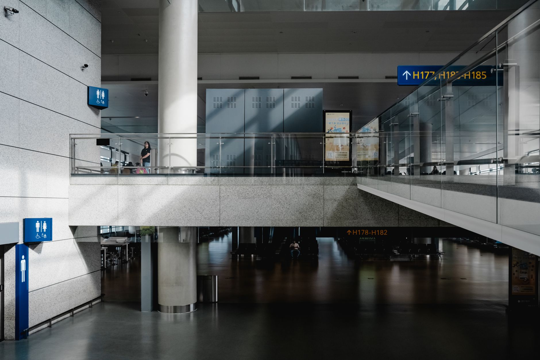 Restrooms in a airport terminal