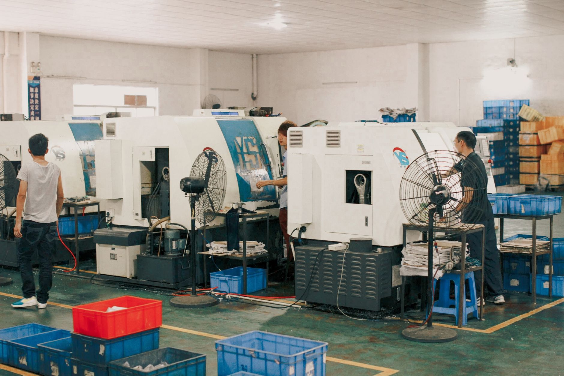 Assembly line feeds in a aerospace manufacturing plant