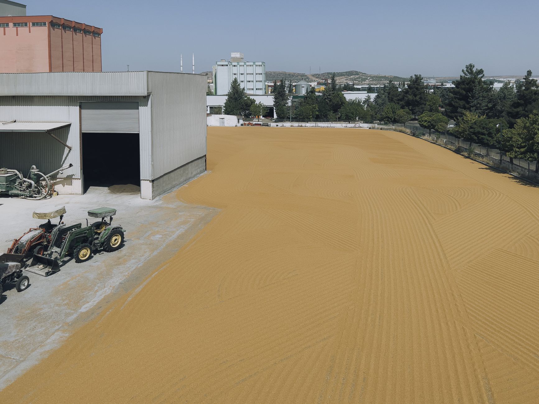 Grain room and malt storage in a brewery