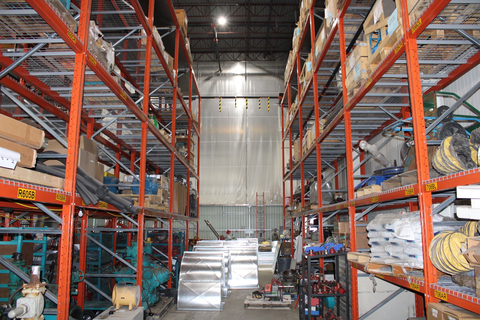 Cold storage rooms in a dairy processing plant