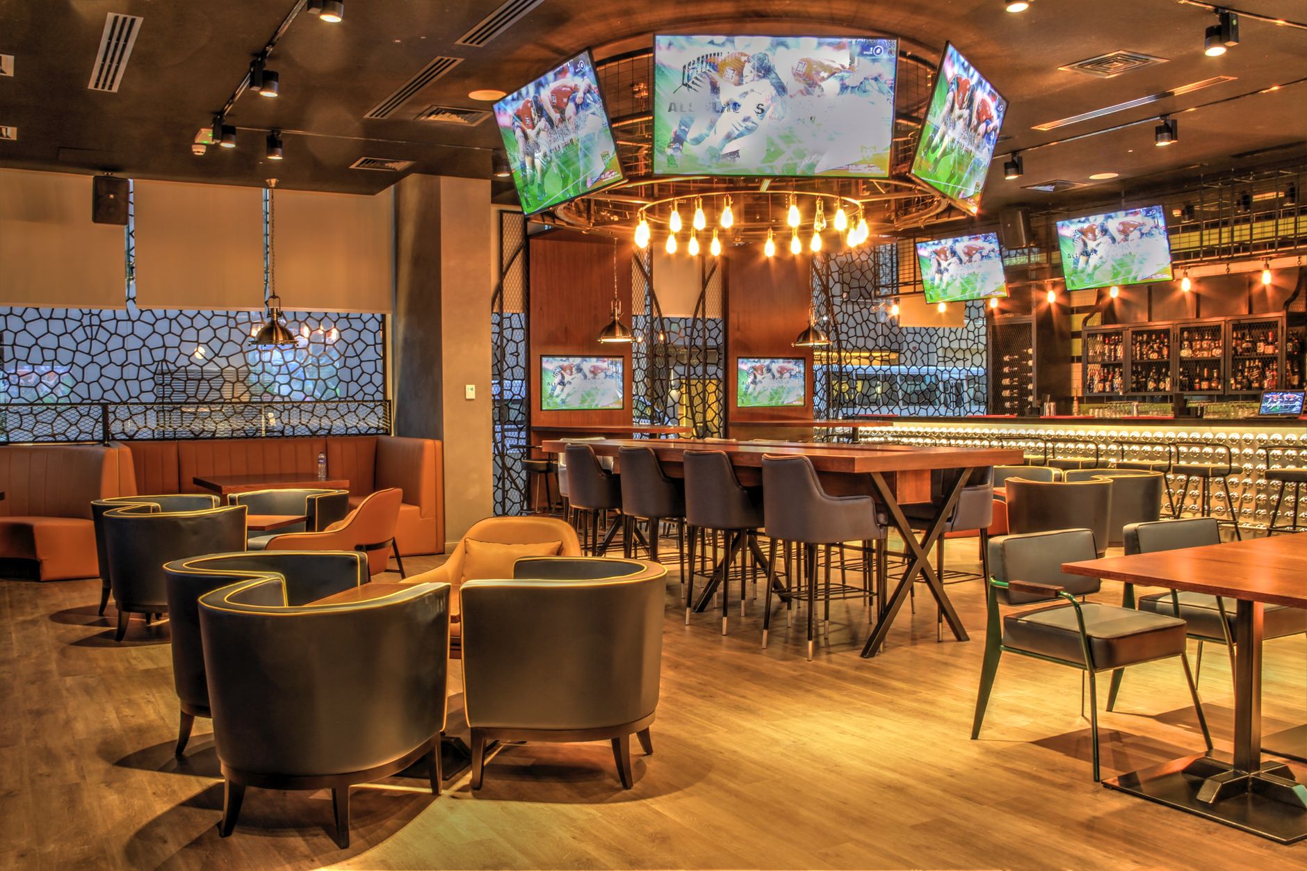 Bar front tile in a bowling center