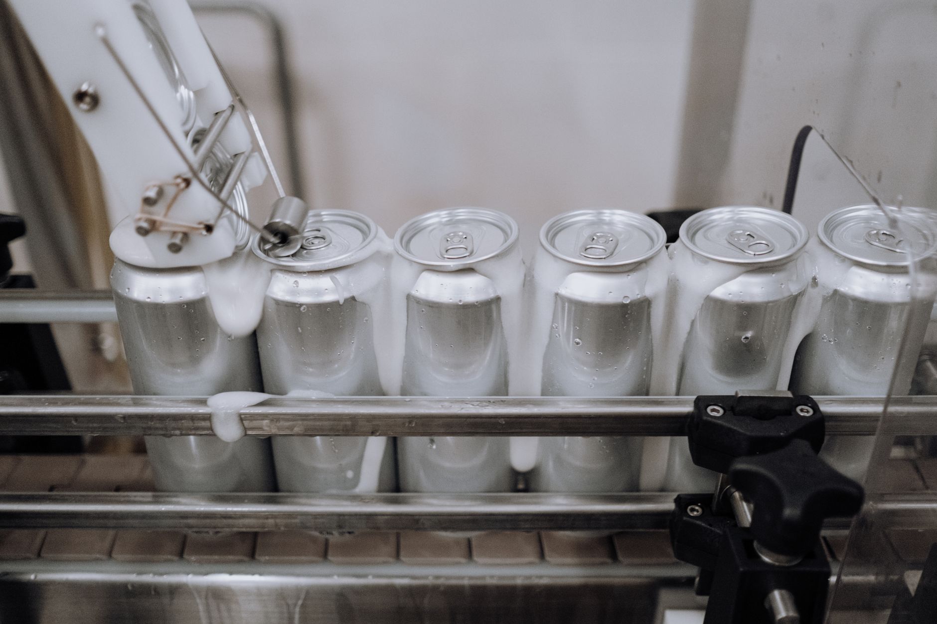 Packaging area in a brewery