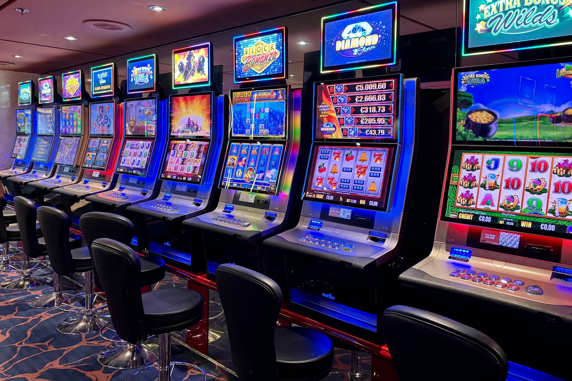 Slot machine aisles in a casino