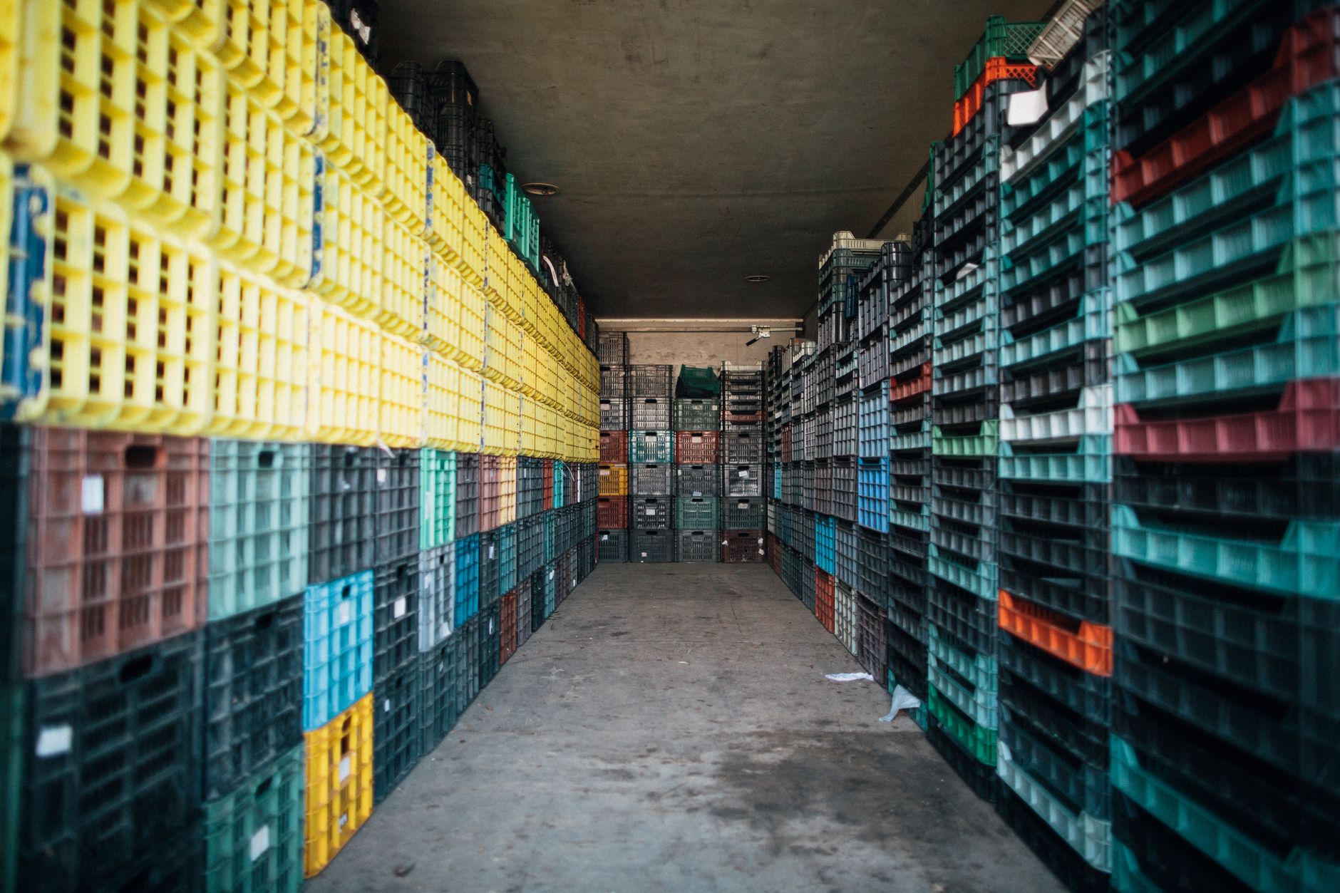 Stockroom corridors in a grocery store