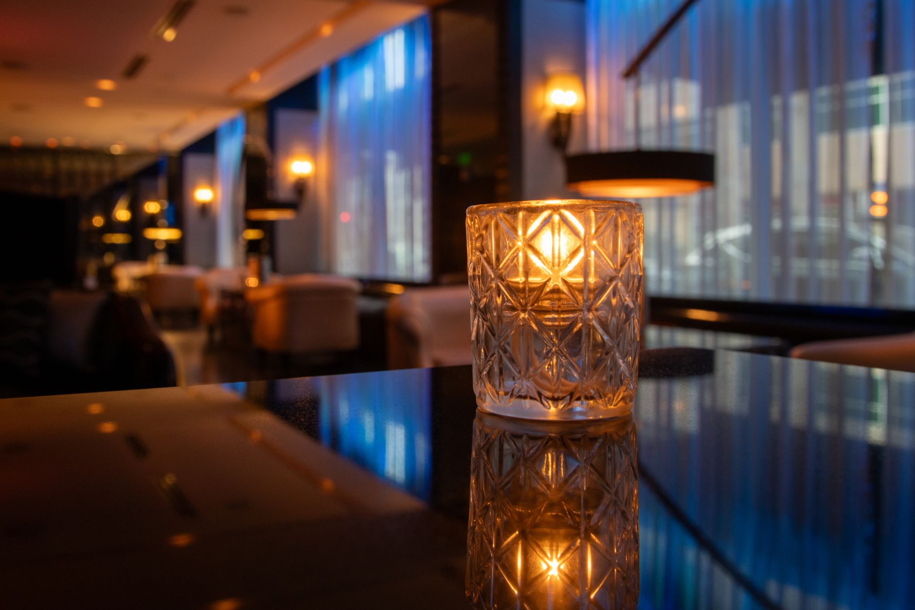 Lobby and bar lounge in a hotel